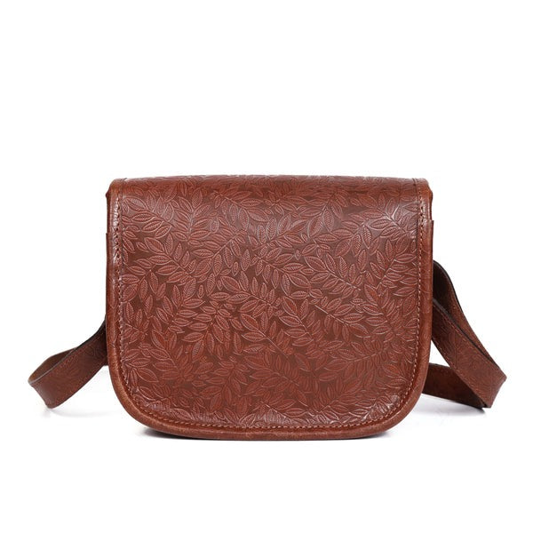 Embossed Leather sling bag stems(BG-1363)