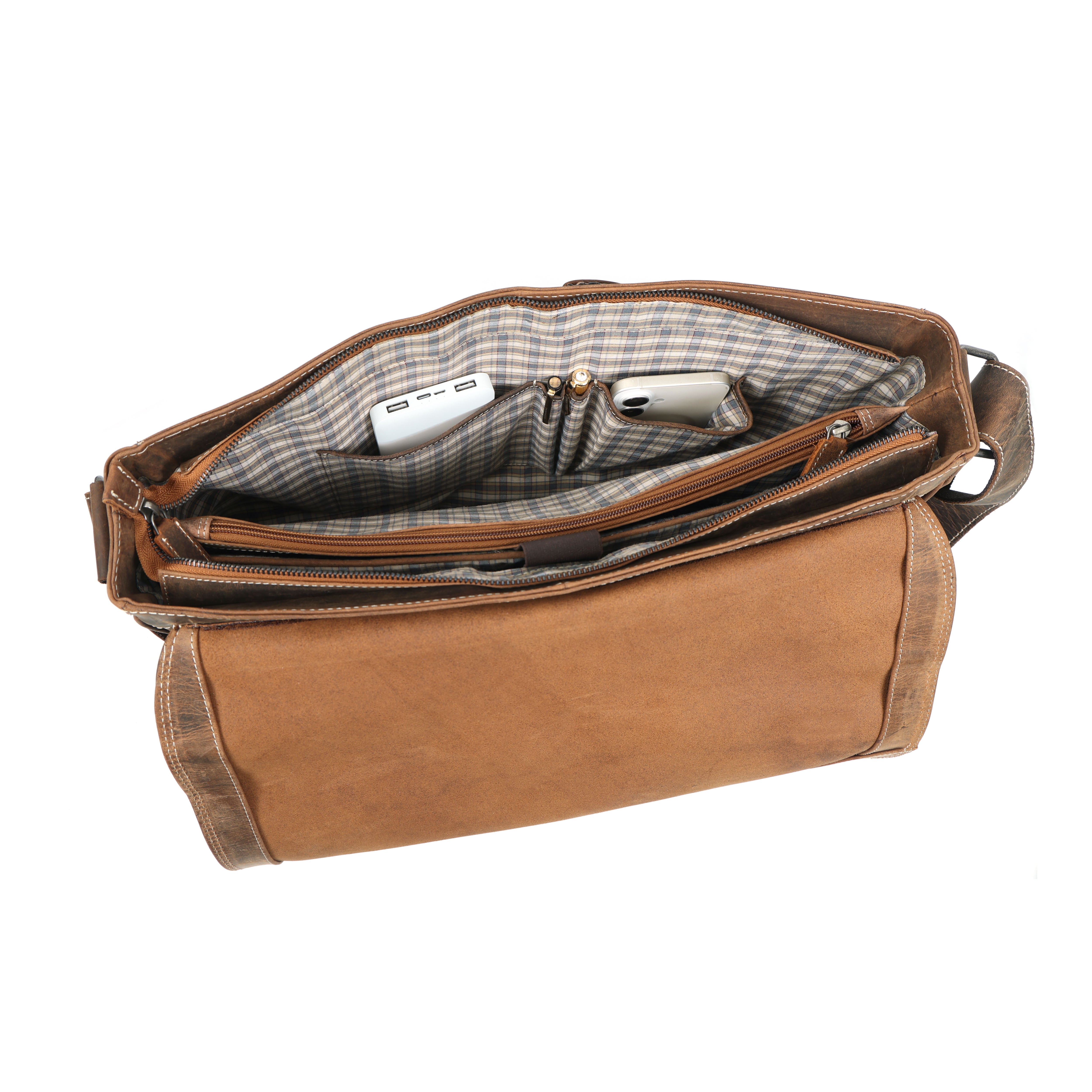 Vintage Leather Messenger Bag – Rustic Full-Grain Satchel(EL-GM-121-V)