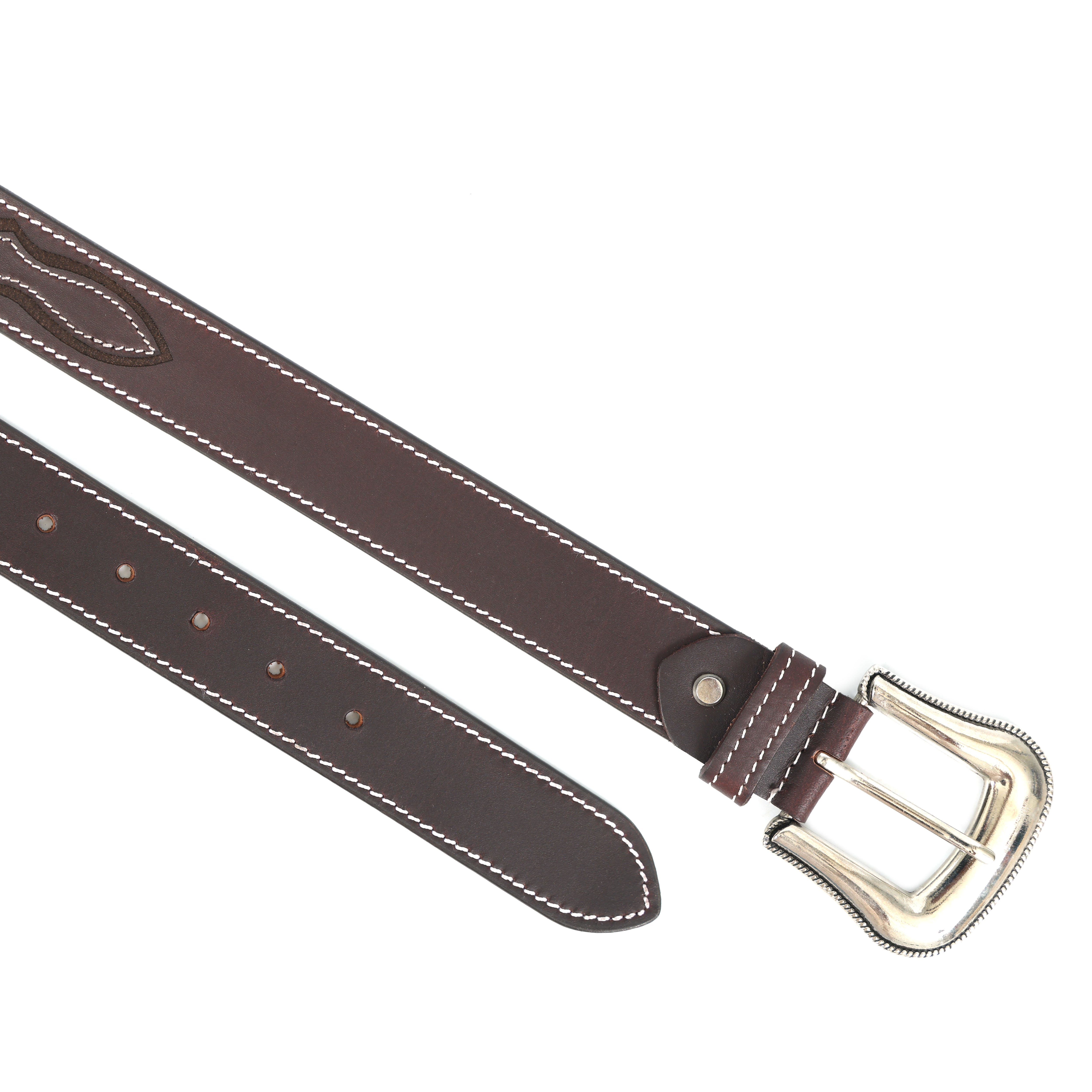 The Stockman: Heritage Saddle Leather Belt with a Sterling-Silver Toned Buckle(40mm)