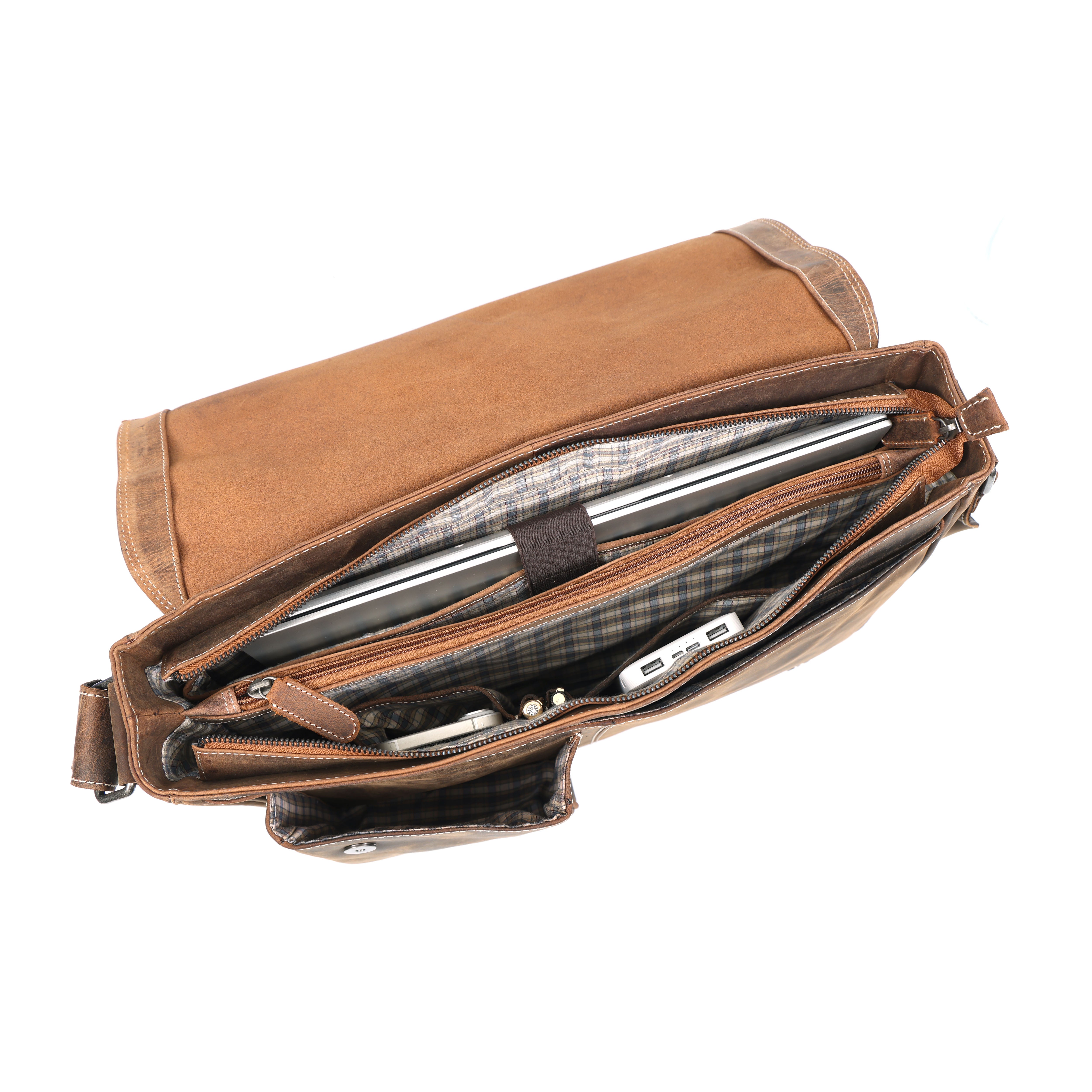 Vintage Leather Messenger Bag – Rustic Full-Grain Satchel(EL-GM-121-V)