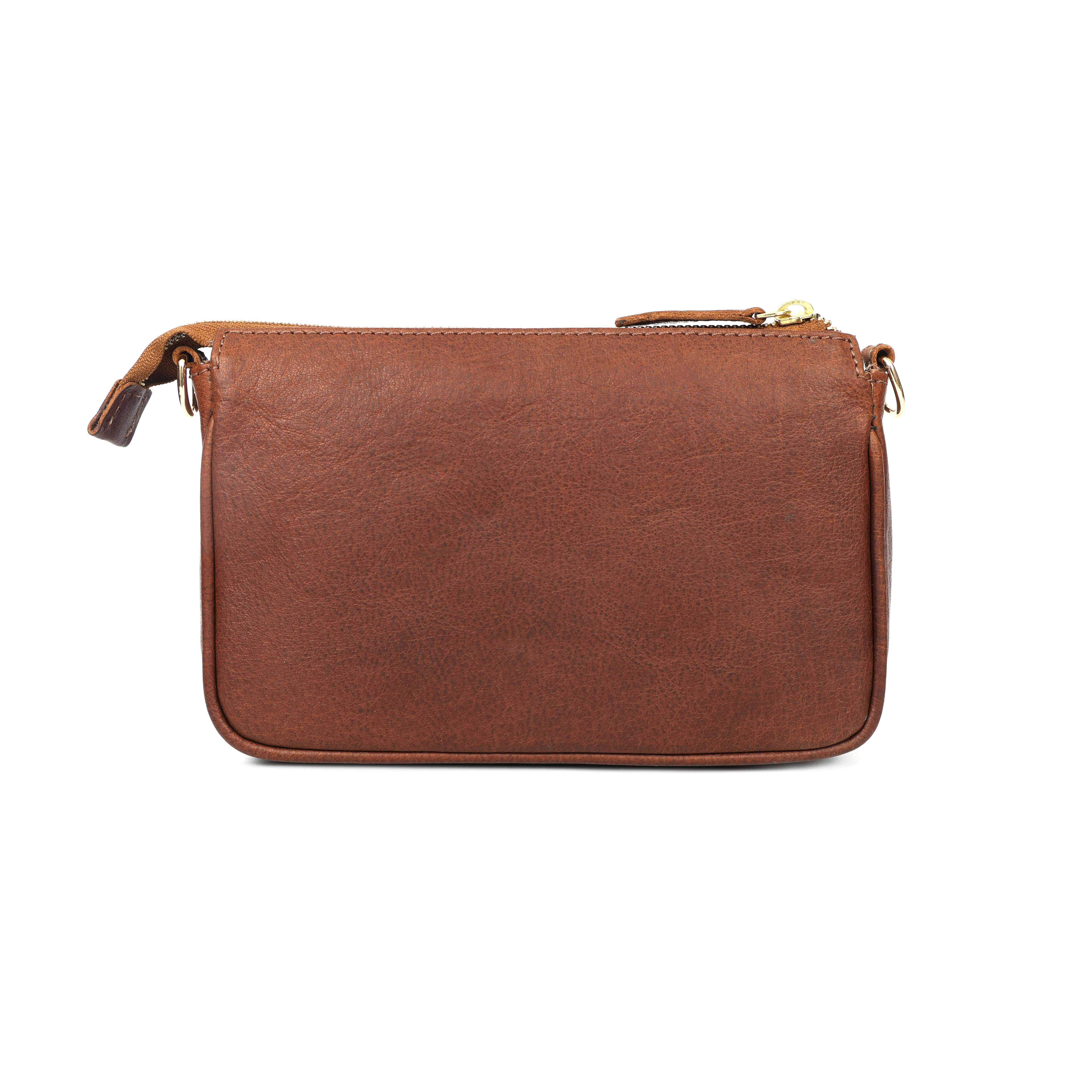 The Harper Leather Sling Clutch – Genuine Leather Crossbody Bag(EL-GM-8435-R)