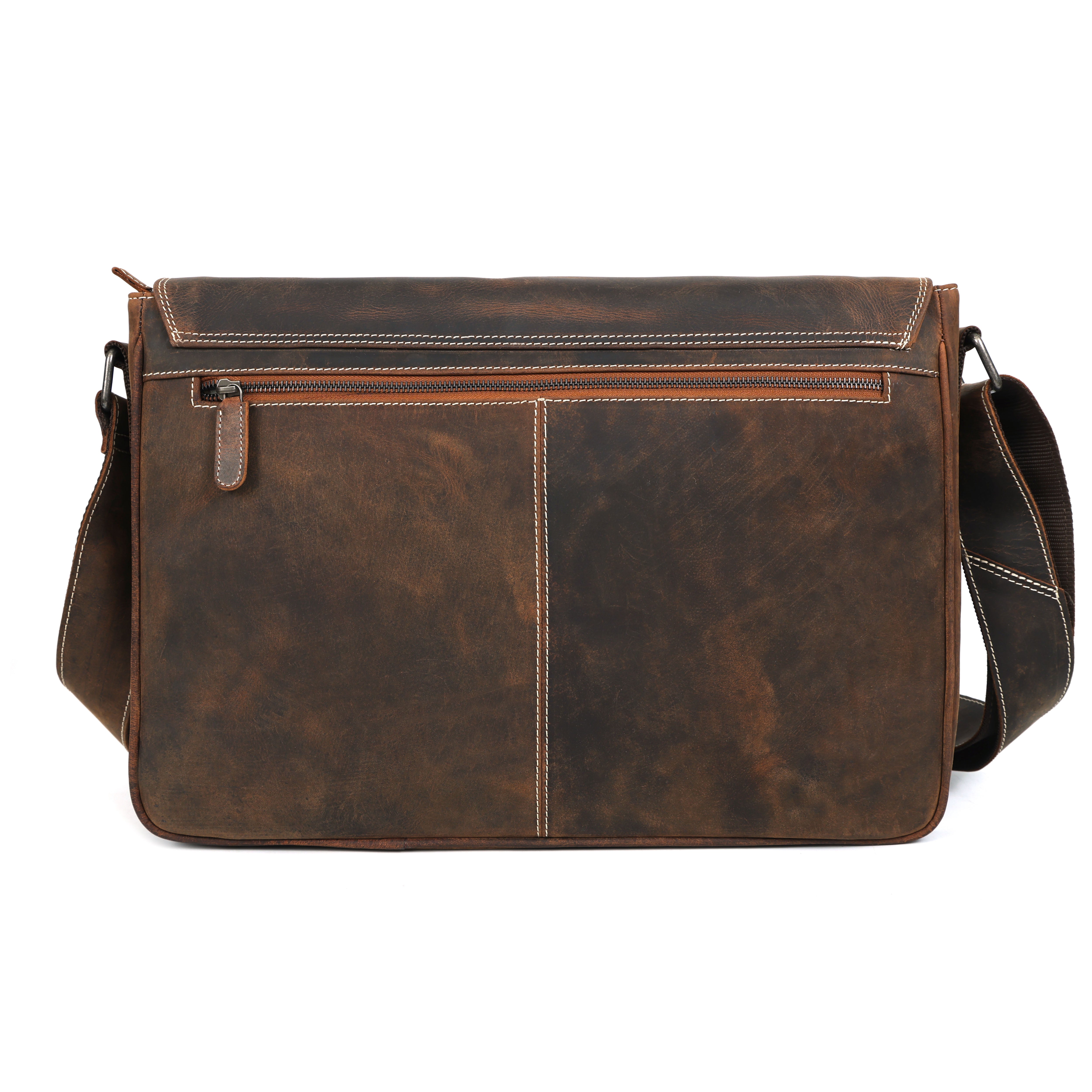 Vintage Leather Messenger Bag – Rustic Full-Grain Satchel(EL-GM-121-V)