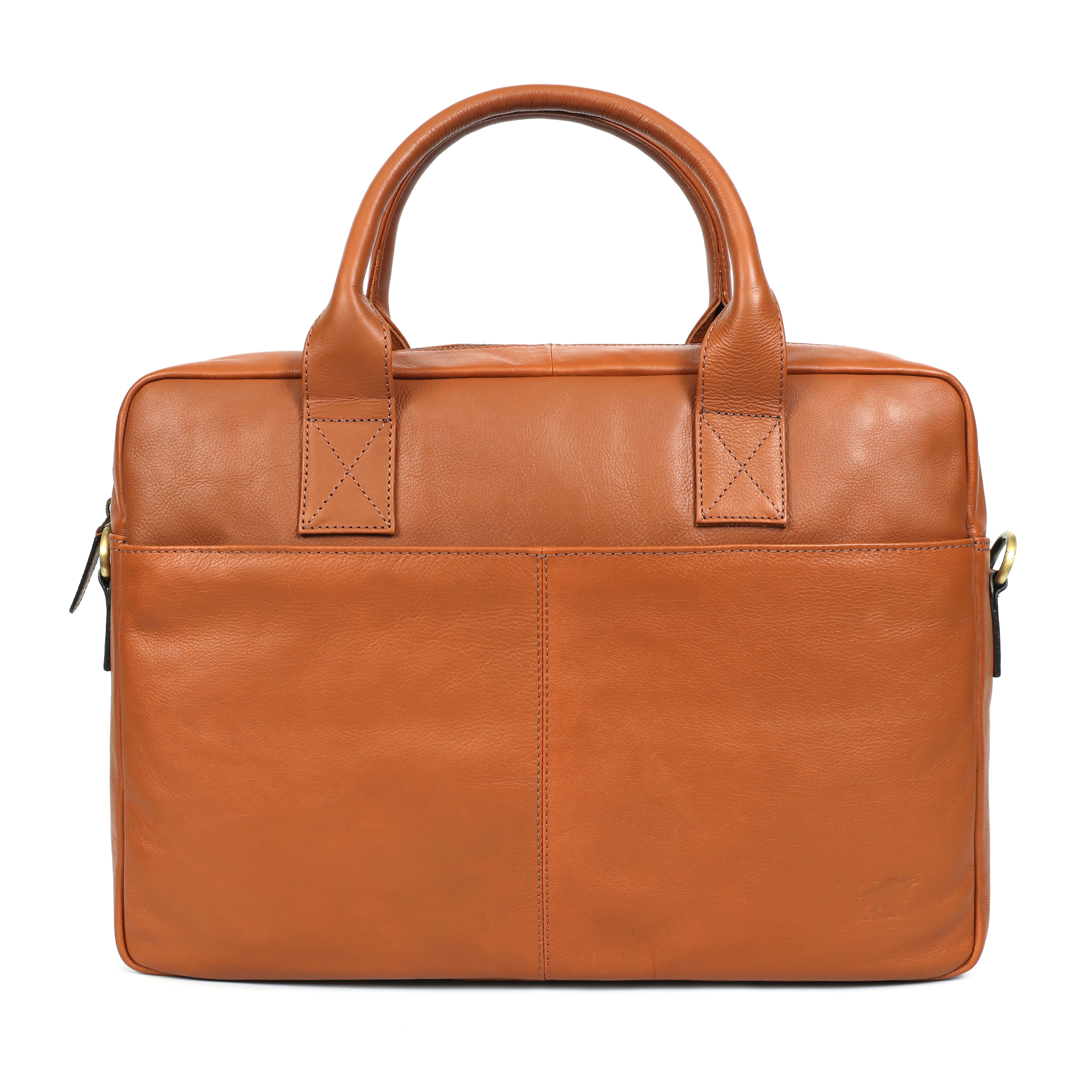 Premium Black Leather Laptop Bag- The Executive(El-409)