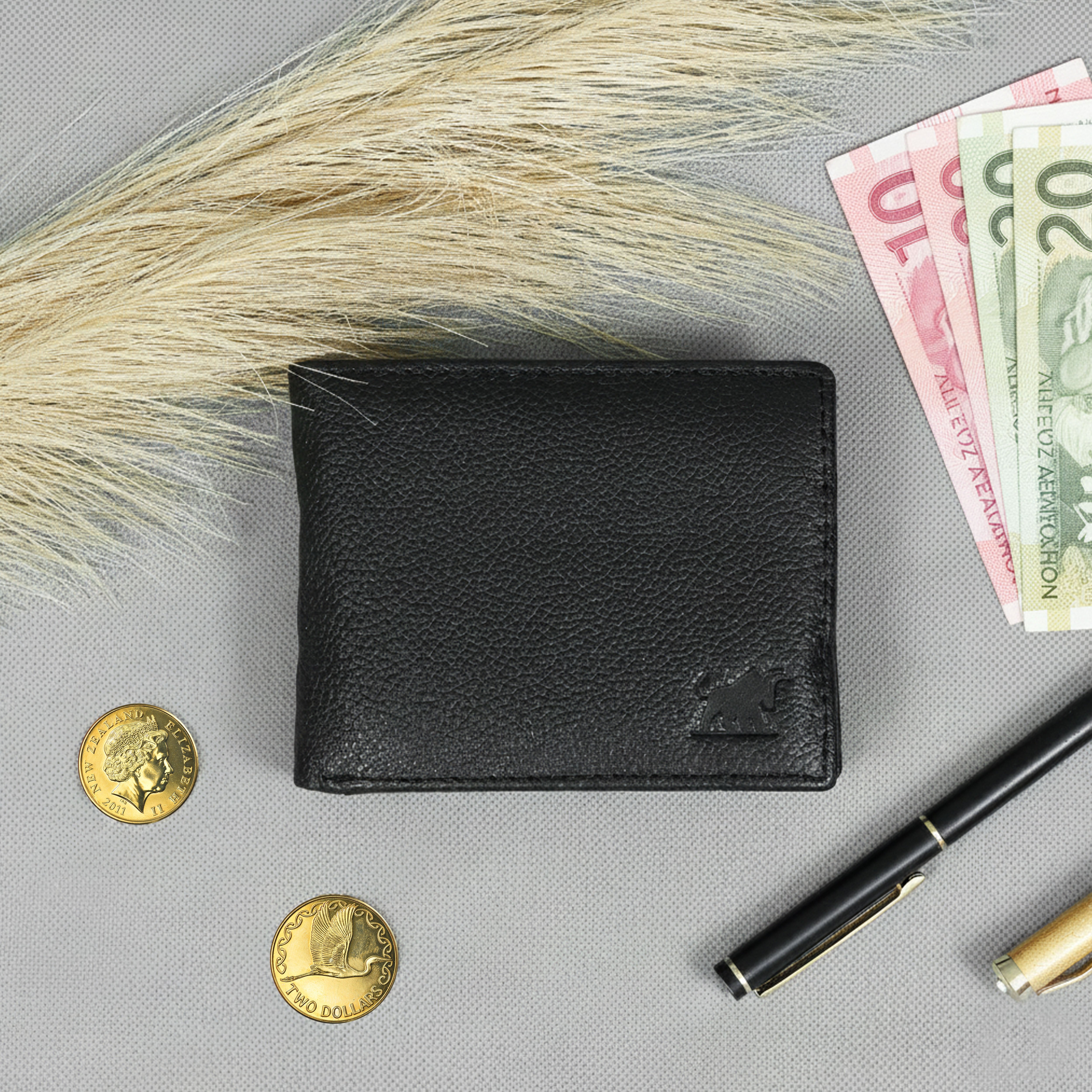 Monarch Elite Men’s Genuine Leather Wallet - RFID Protected Four Fold Black Leather Wallet – Premium Men’s Bifold with Multi-Card Storage | Genuine Leather Wallet NZ, AU & Pacific Islands(GM-390)