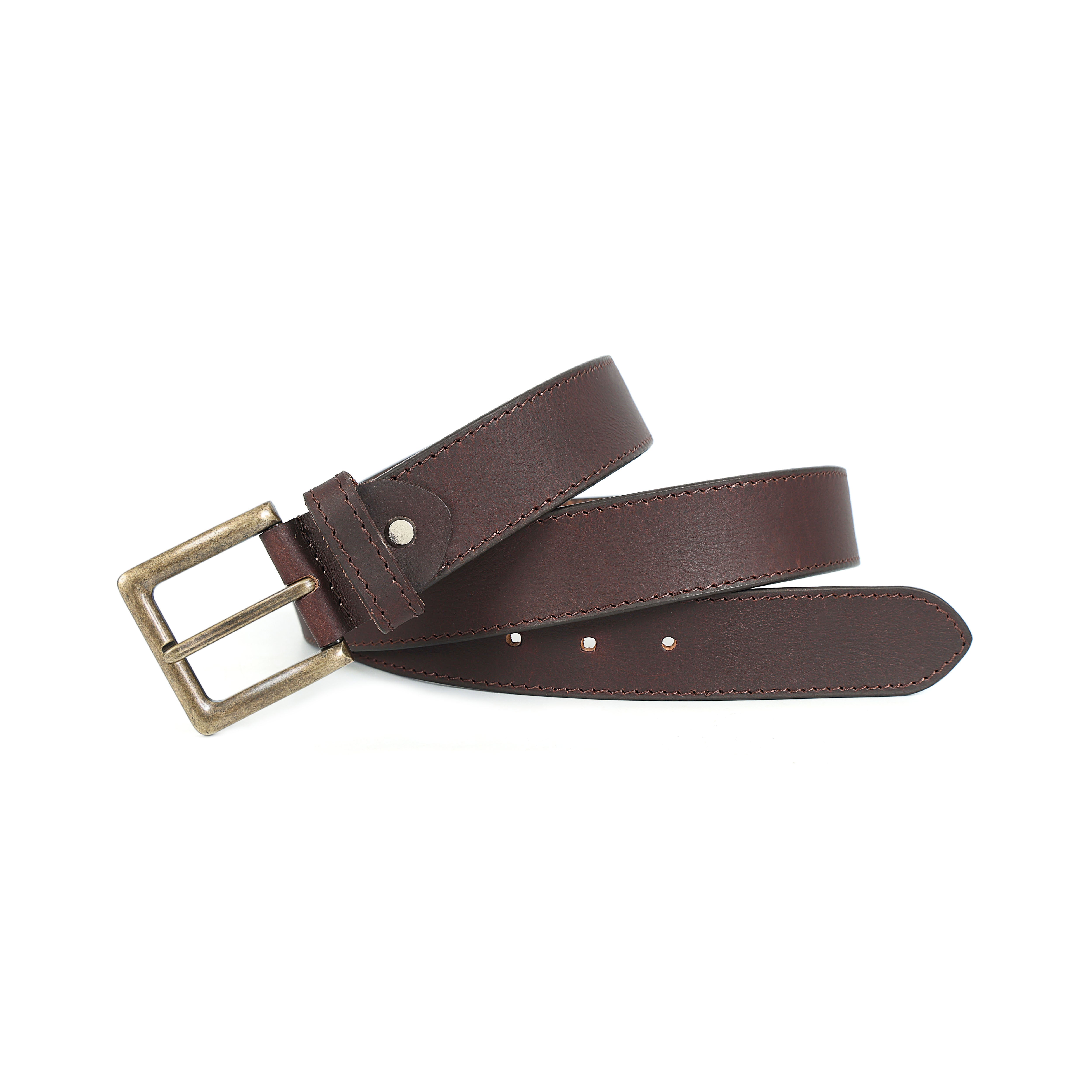 The Legacy: A Saddle Leather Belt with a Rustic Brass Buckle(40mm)