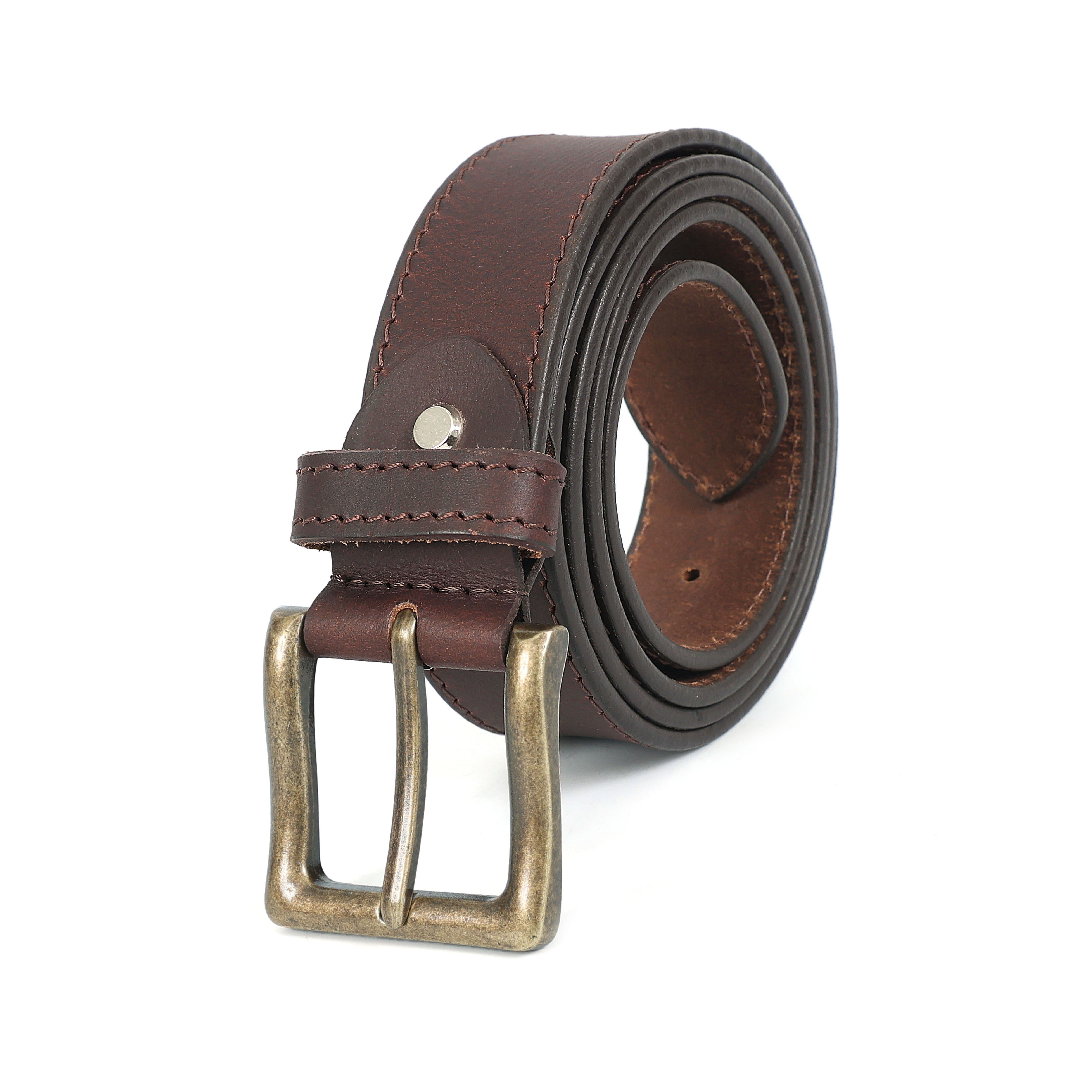 The Legacy: A Saddle Leather Belt with a Rustic Brass Buckle(40mm)