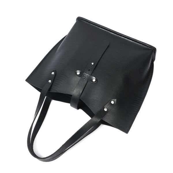 Handcrafted Leather Tote Bag – Black Tooled Carryall for Everyday Use(1404 e)