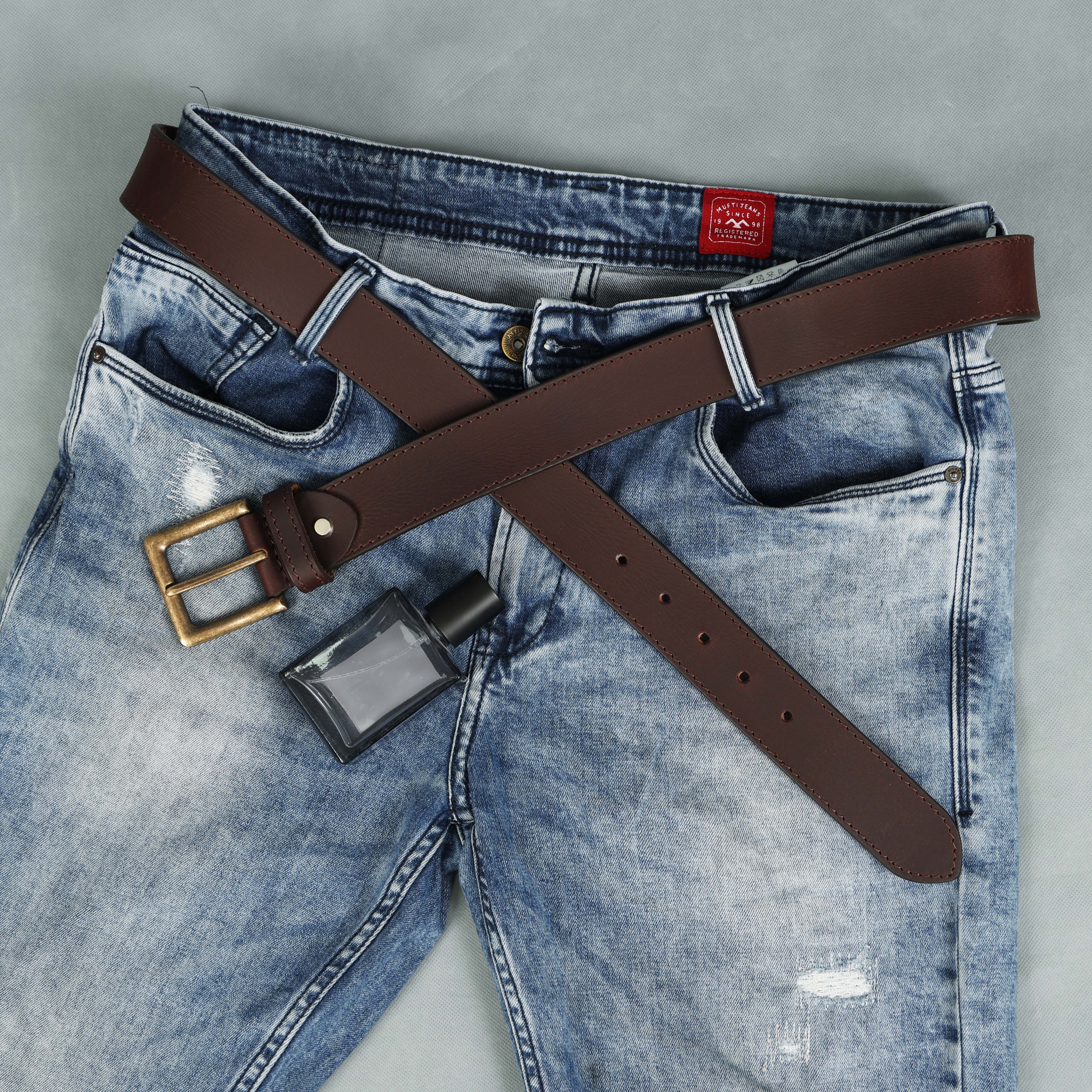 The Legacy: A Saddle Leather Belt with a Rustic Brass Buckle(40mm)