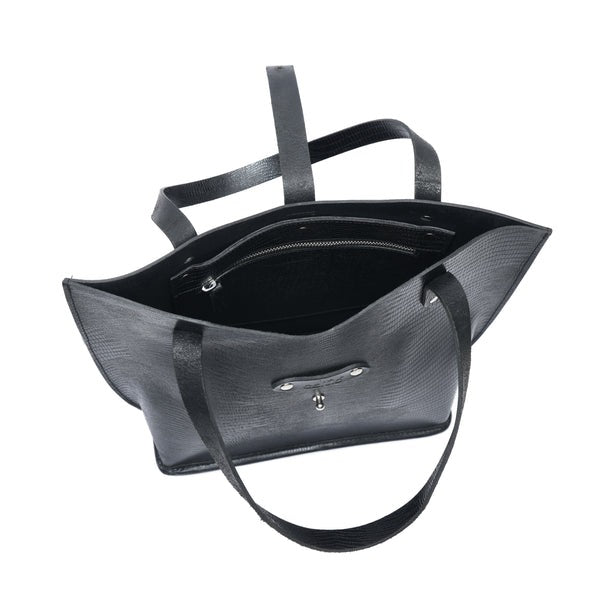 Handcrafted Leather Tote Bag – Black Tooled Carryall for Everyday Use(1404 e)