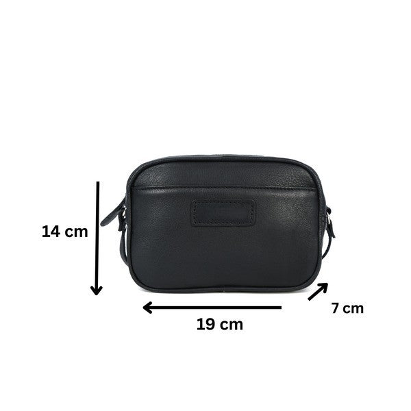 Premium Black Leather Sling Bag – Lightweight Crossbody Purse(BG-1754)