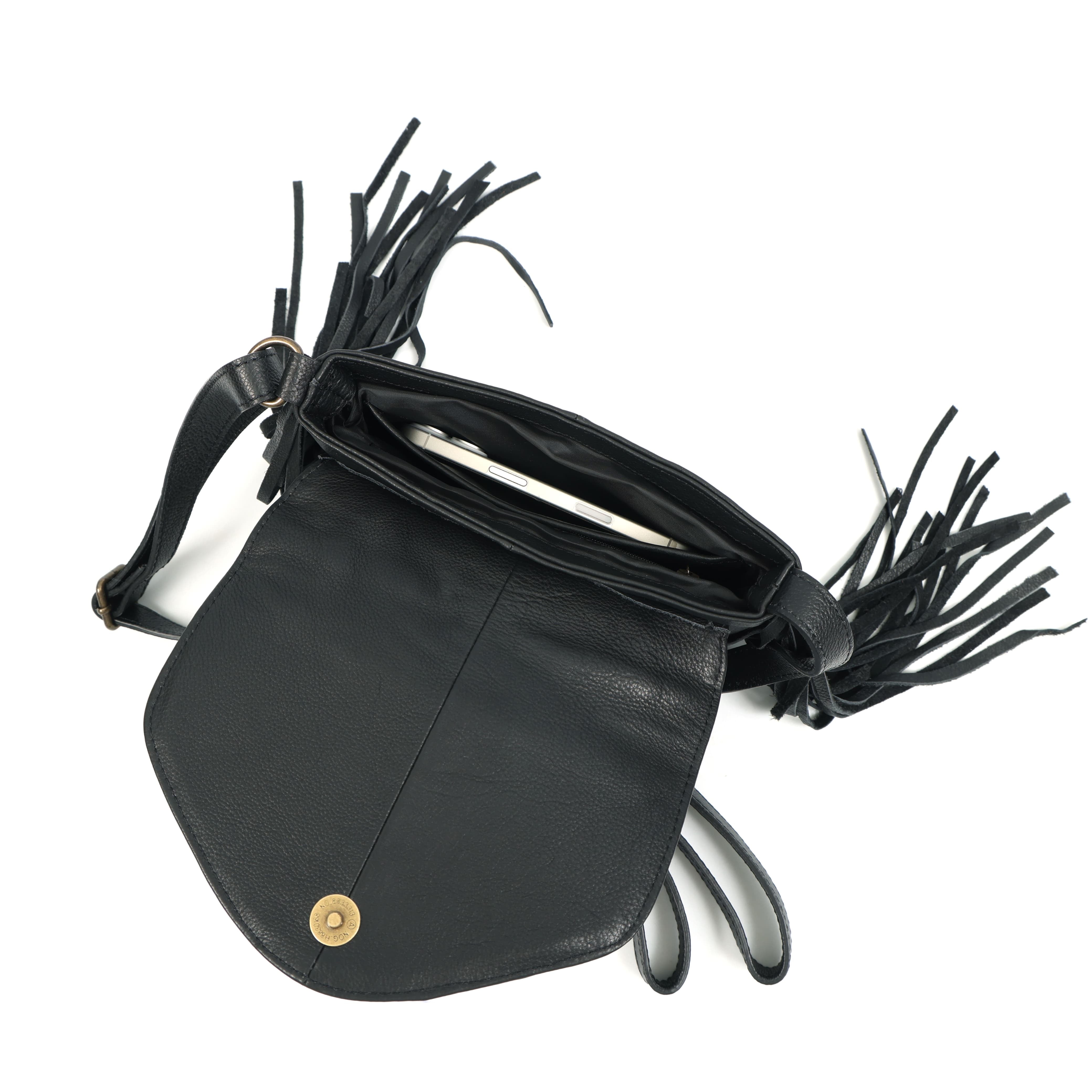 Coachella Sling | Boho Fringe Crossbody with Hand-Tooled Design(EL-GM-48-ON )