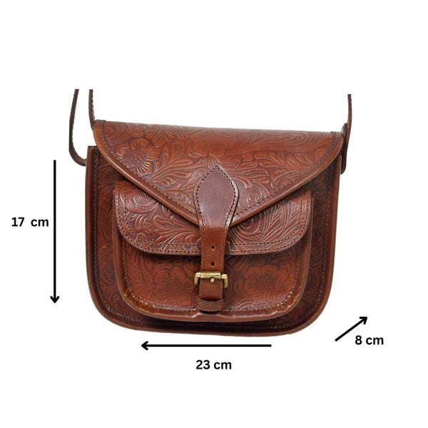 Hand Tooled Leather Crossbody Bag – Artisan Vintage Style(1362 & 1749)