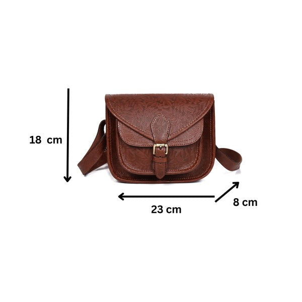 Embossed Leather sling bag stems(BG-1363)