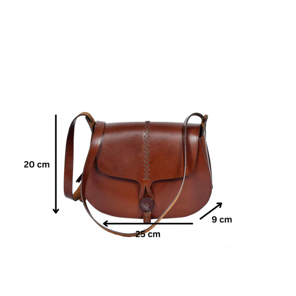 Brown Leather Saddle Sling Bag 1391