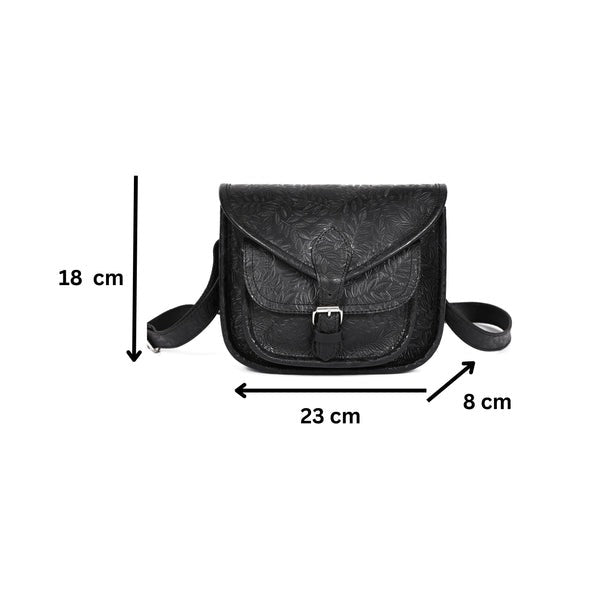 Embossed Leather sling bag stems(BG-1363)