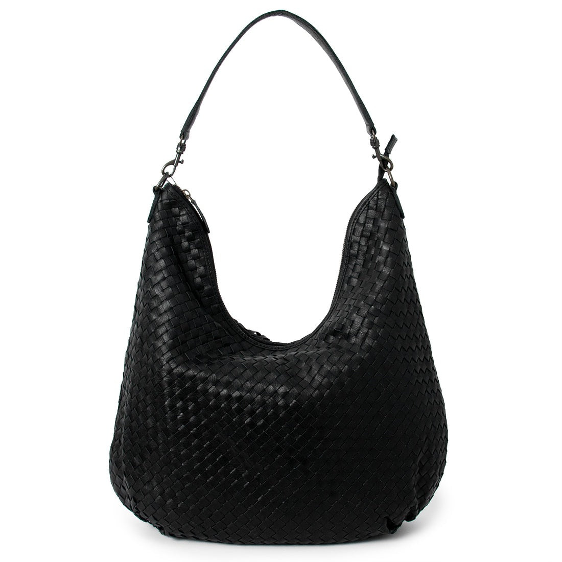 Small Braided Leather Hobo Bag – 2-Strap Shoulder & Crossbody Tote | Handwoven Genuine Leather(EL-GM-8436-R)