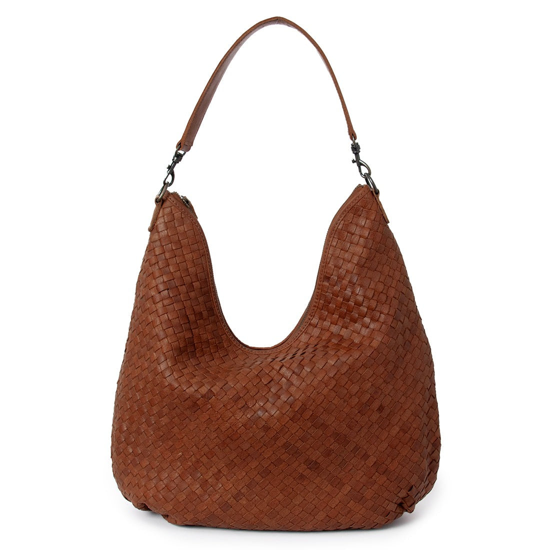 Small Braided Leather Hobo Bag – 2-Strap Shoulder & Crossbody Tote | Handwoven Genuine Leather(EL-GM-8436-R)