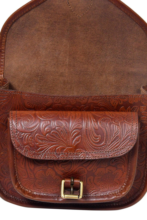 Hand Tooled Leather Crossbody Bag – Artisan Vintage Style(1362 & 1749)