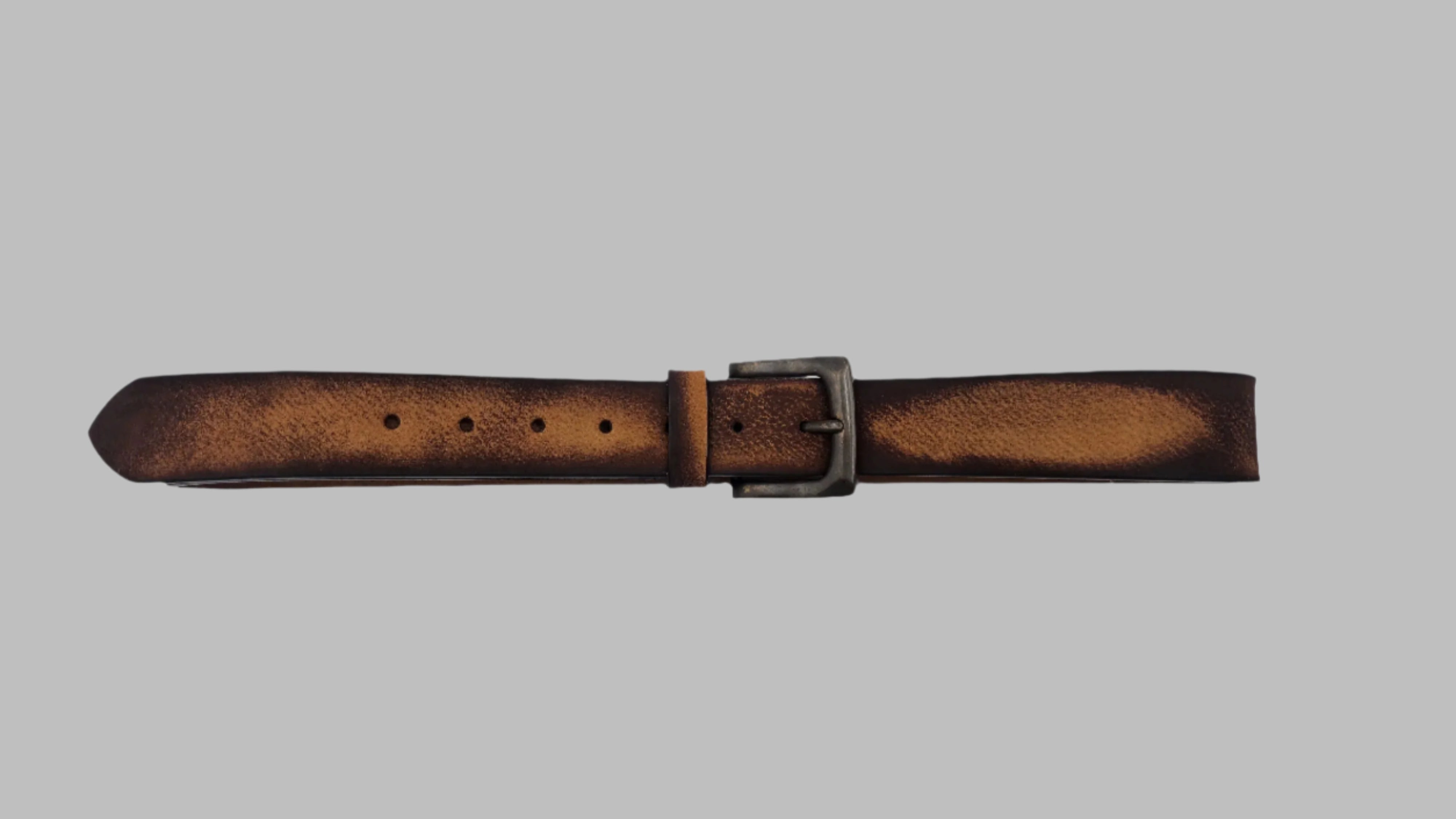 Rugged Black faded tan Leather Belt 38mm