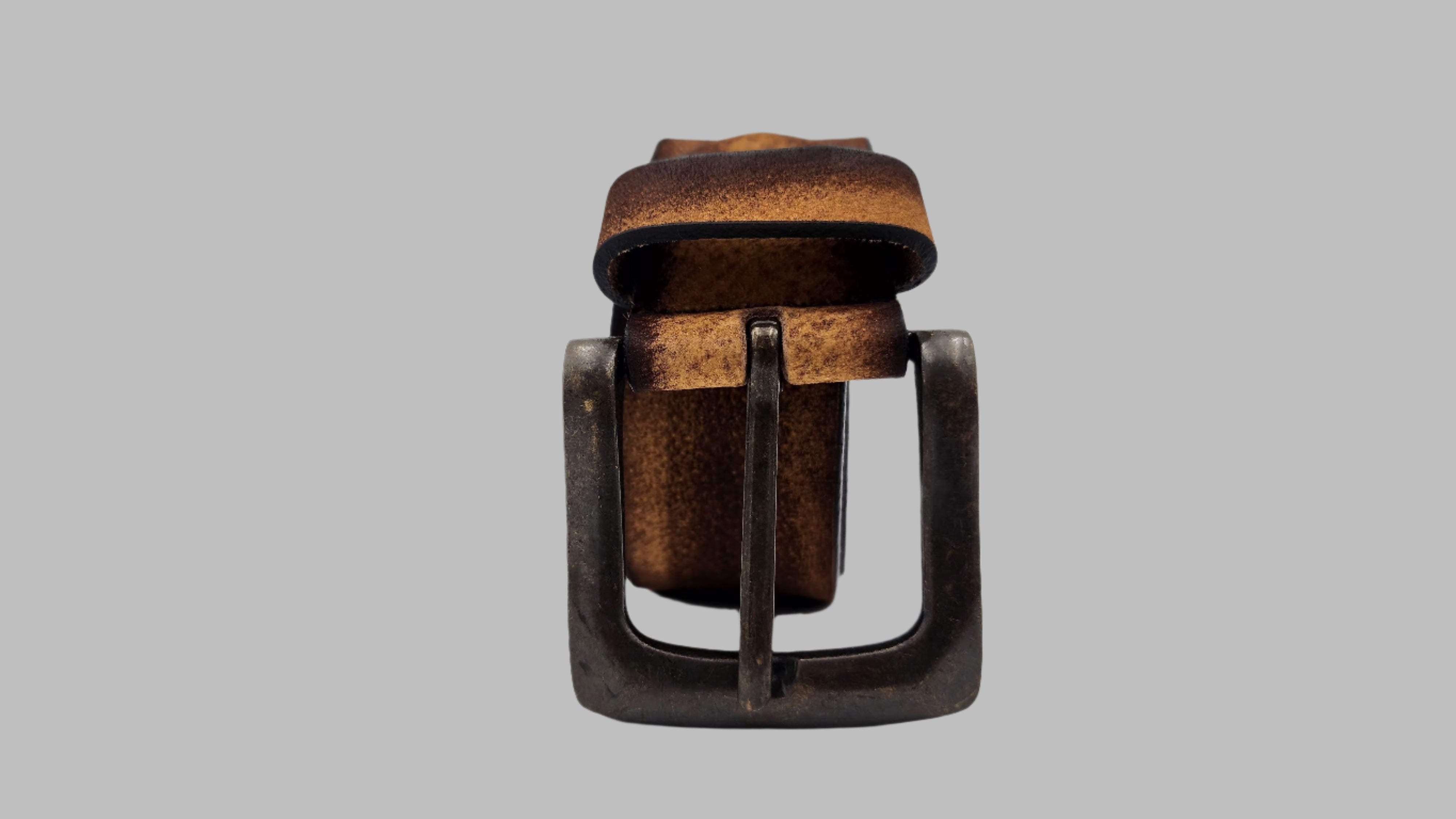 Rugged Black faded tan Leather Belt 38mm