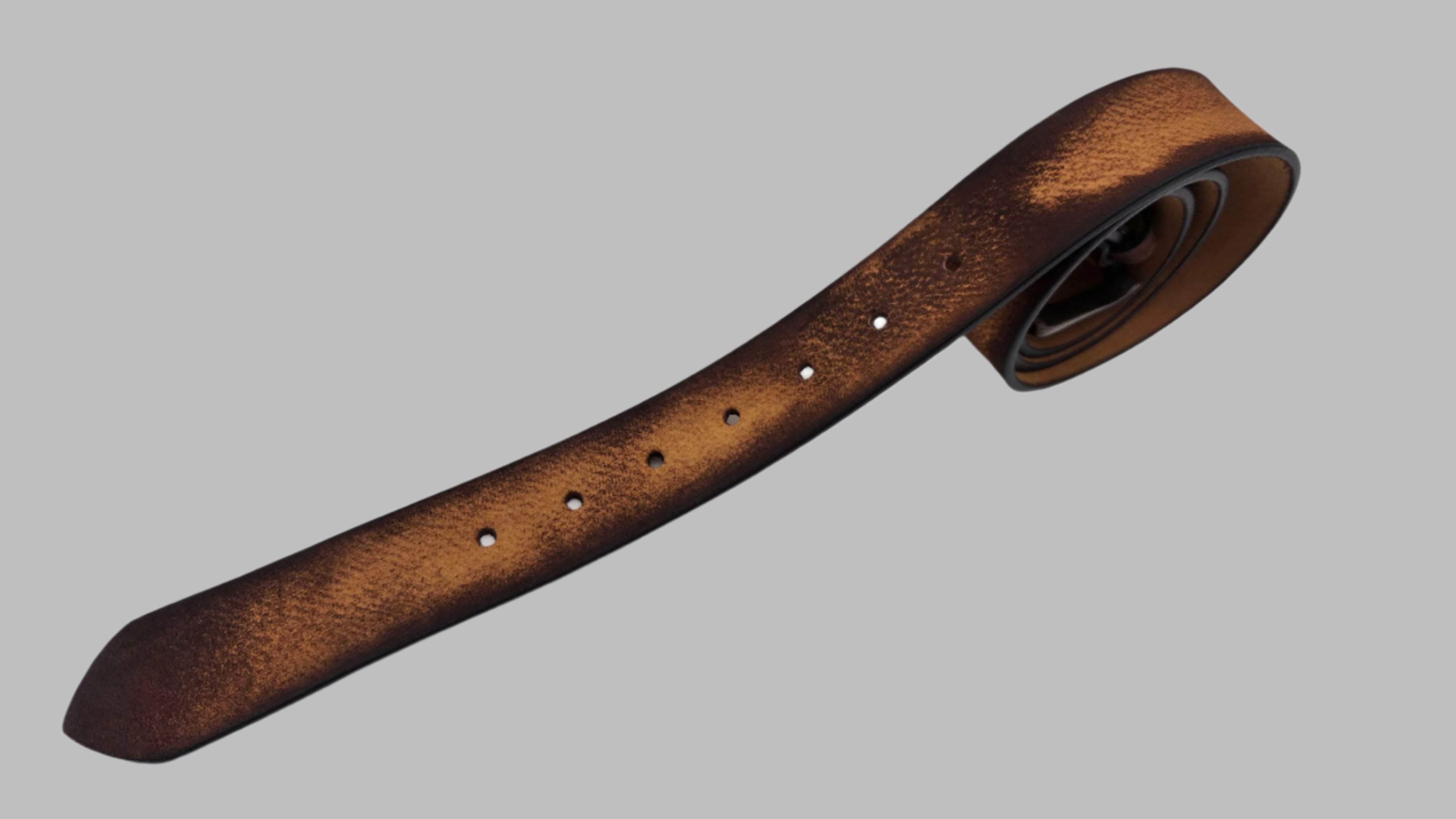 Rugged Black faded tan Leather Belt 38mm