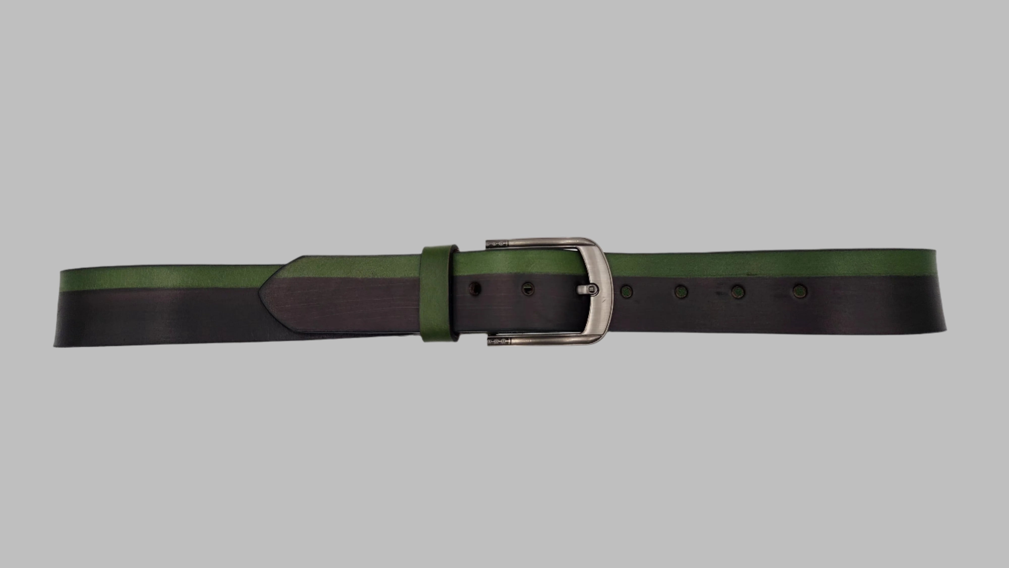 Black and Green Solid Leather Belt 38mm