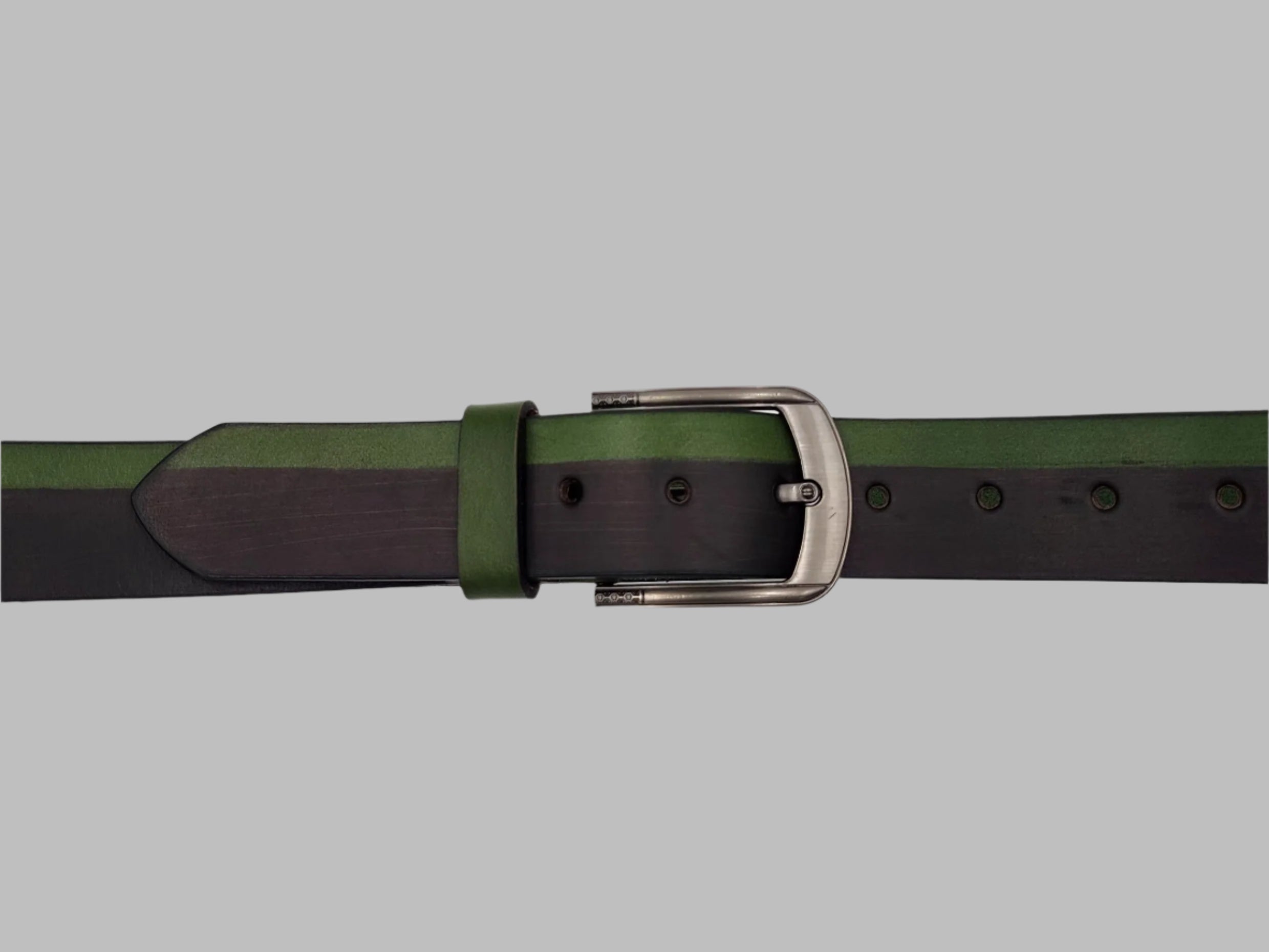 Black and Green Solid Leather Belt 38mm