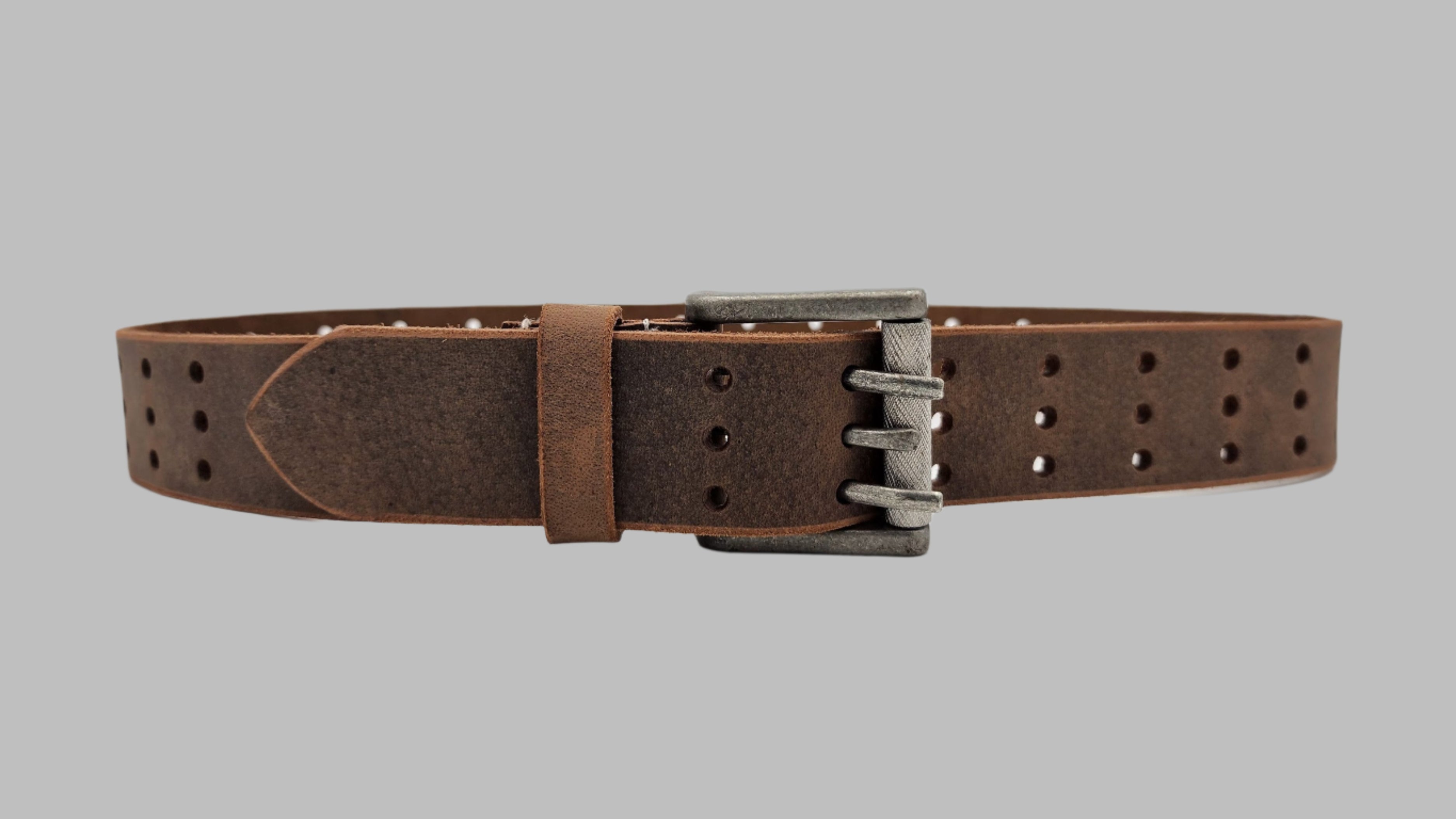 Brown Buff Hunter Leather Belt 3-Pin 38mm