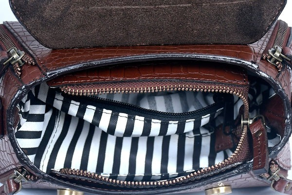 Bucket Sling Bag Croco – Stylish Croc-Embossed Leather Handbag(1568-C)