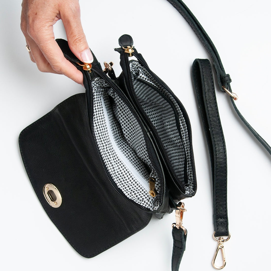 Willow Luxe Leather Sling Clutch – Compact & Chic Everyday Bag(EL-GM-8445-R)