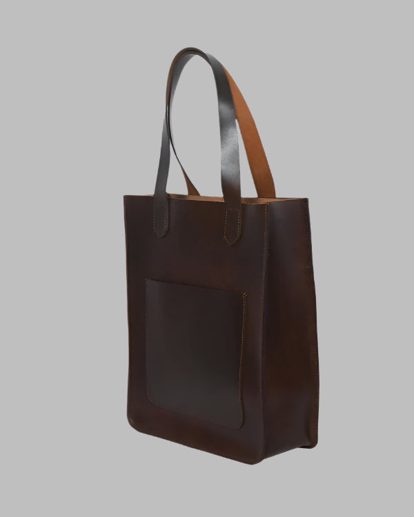 Darling Harbor Leather Shopper Tote – Front Pocket Edition