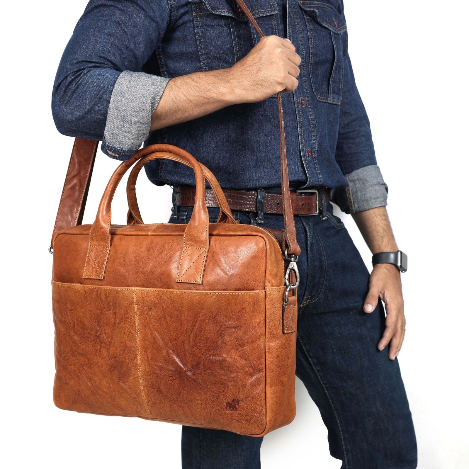 Handcrafted Full-Grain Leather Briefcase for 16-inch Laptops(El-409 limited edition)