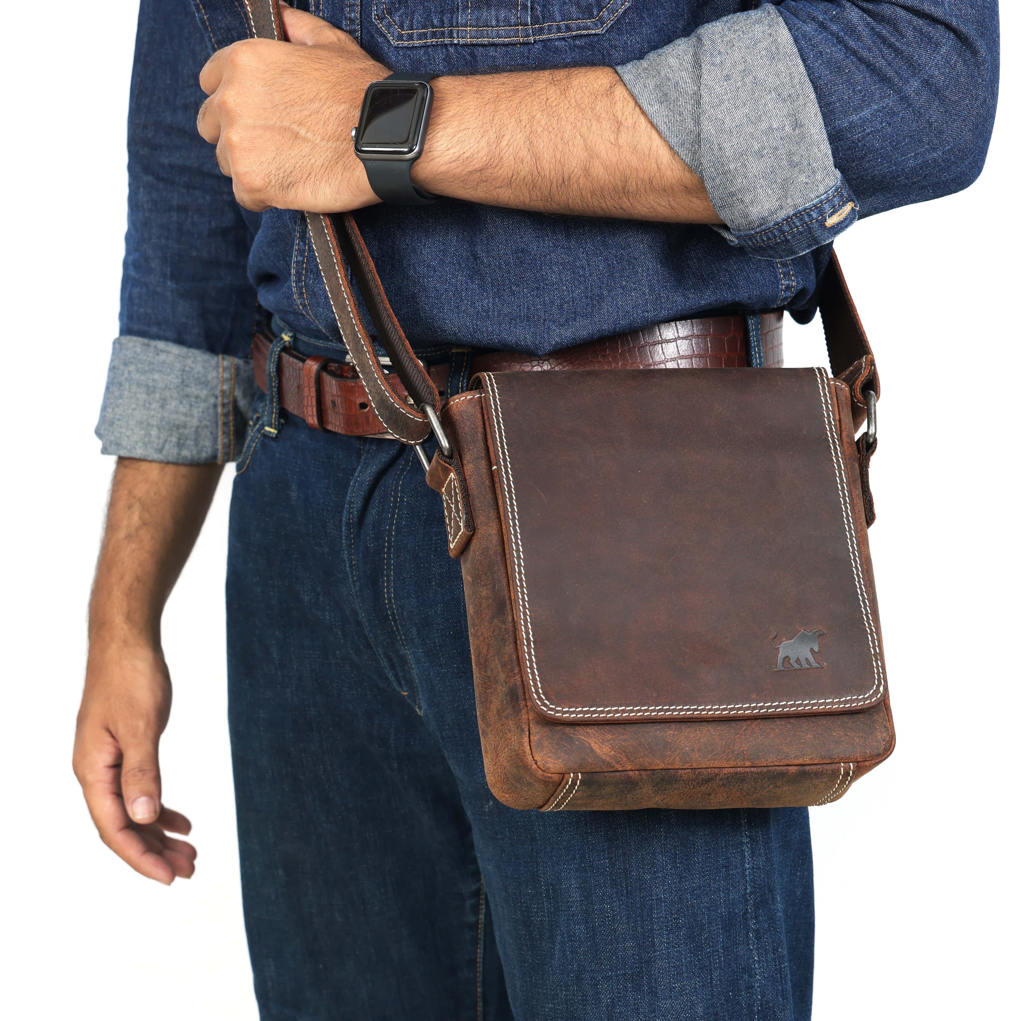 Compact Full-Grain Leather Crossbody Bag – Luxury for the Minimalist Professional (EL-GM-196-V)