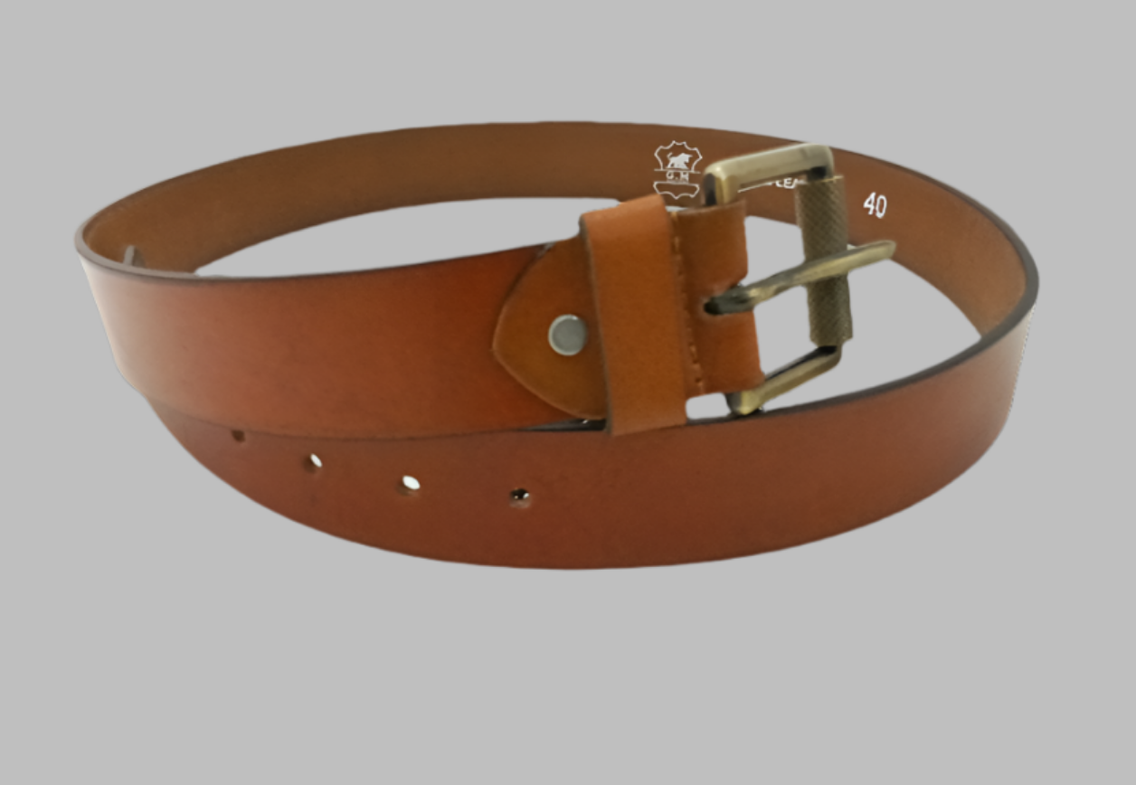 Men’s Premium Brown Leather Belt – Full Grain Buffalo hide with Antique Brass Buckle 38mm