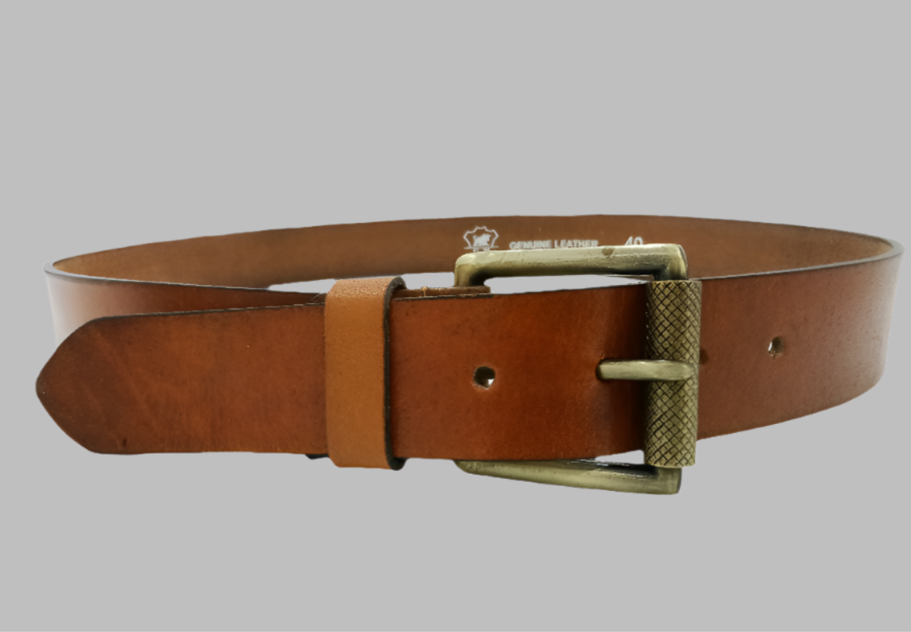 Men’s Premium Brown Leather Belt – Full Grain Buffalo hide with Antique Brass Buckle 38mm