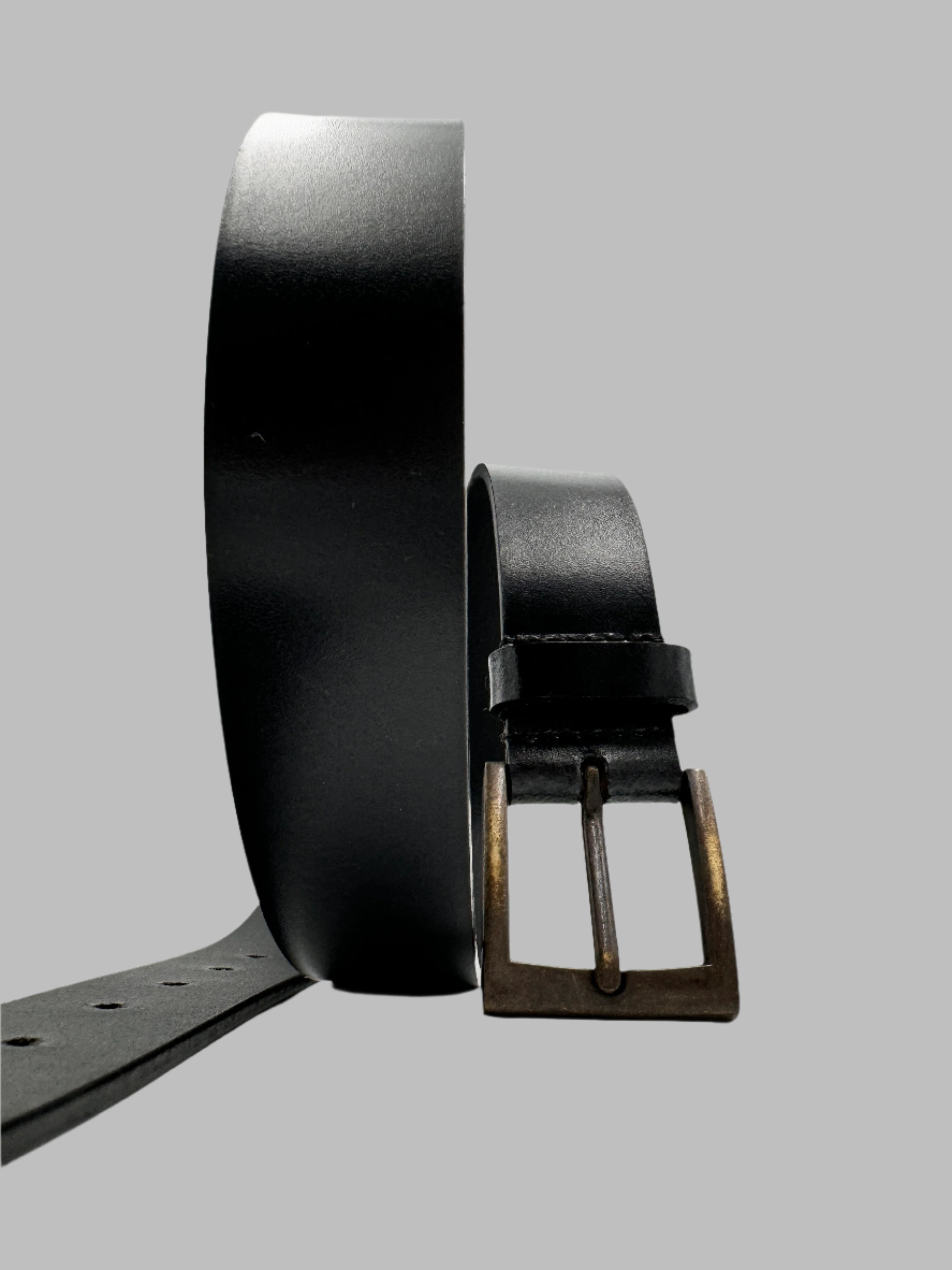 Glossy Black Leather Belt 34mm