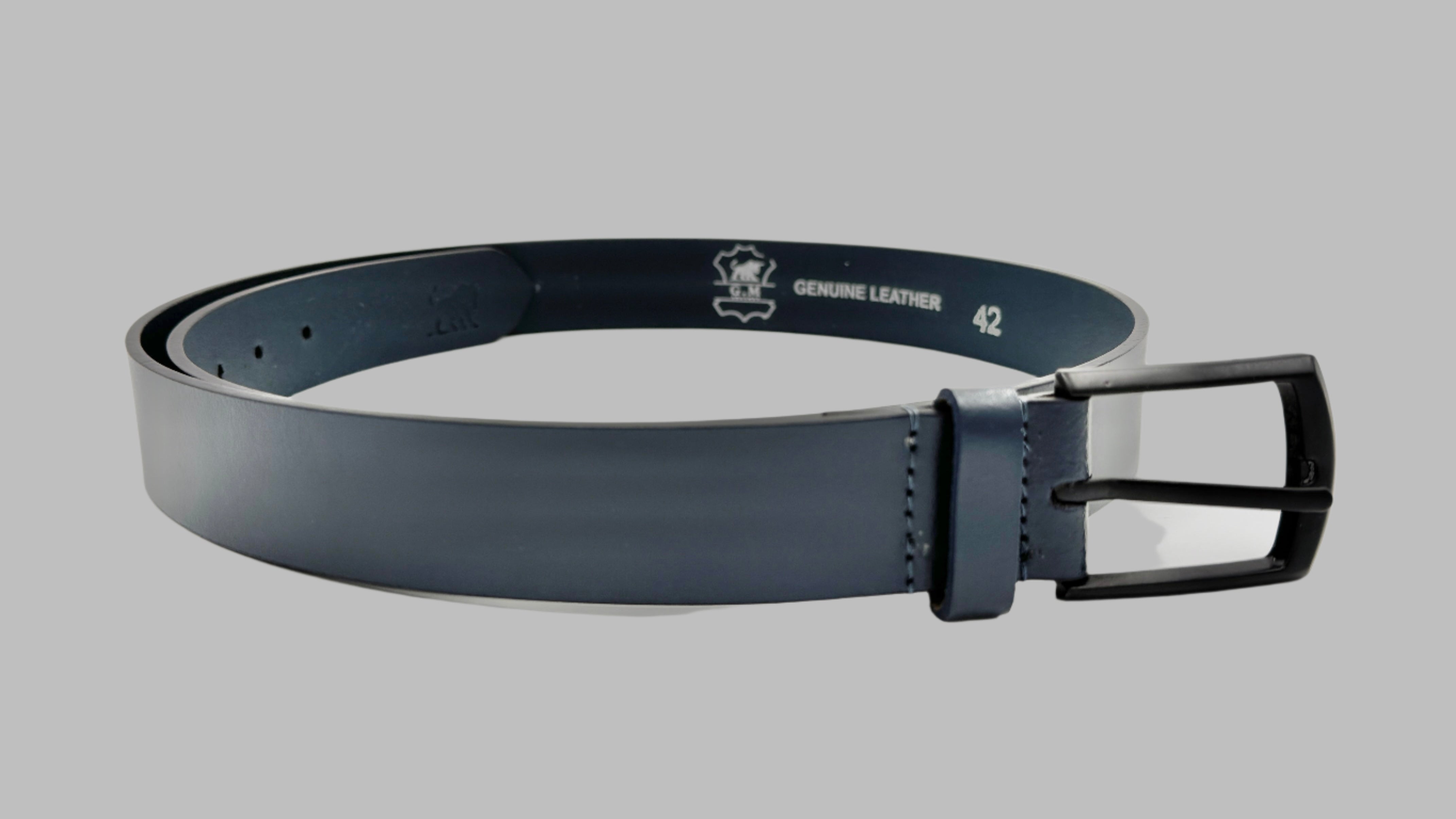 Teal Blue Leather Belt 34mm
