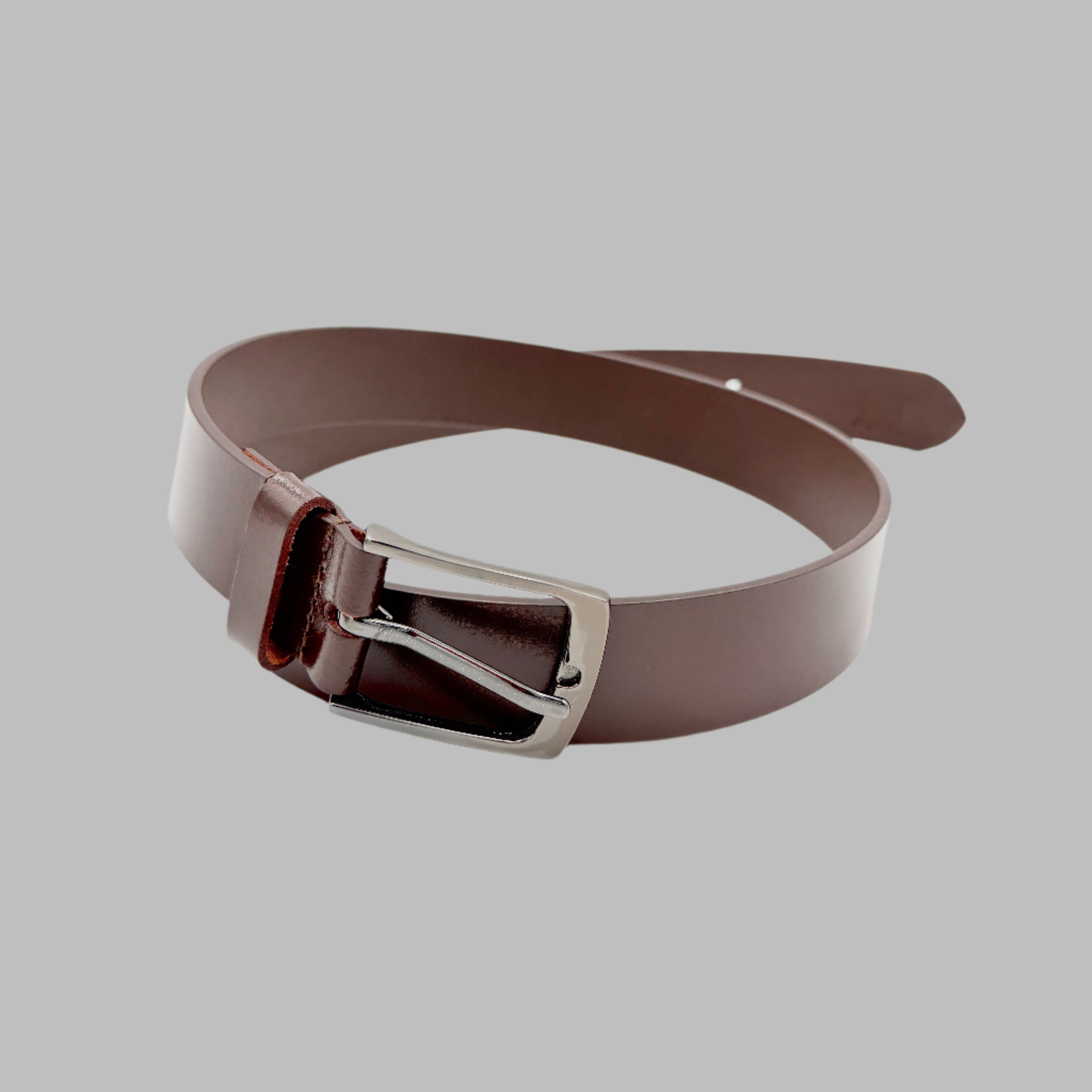 Glossy Brown Leather Belt 34mm