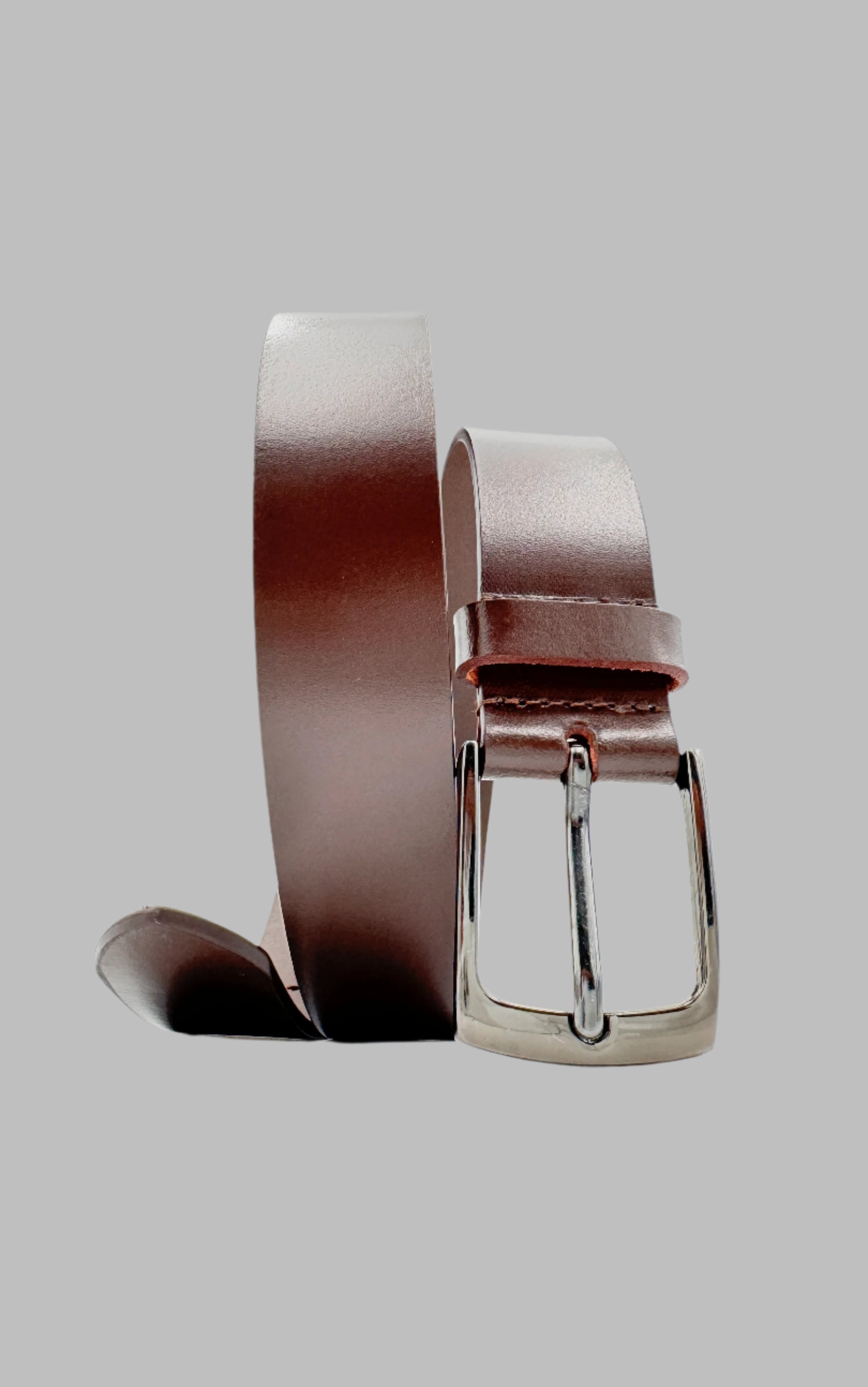 Glossy Brown Leather Belt 34mm
