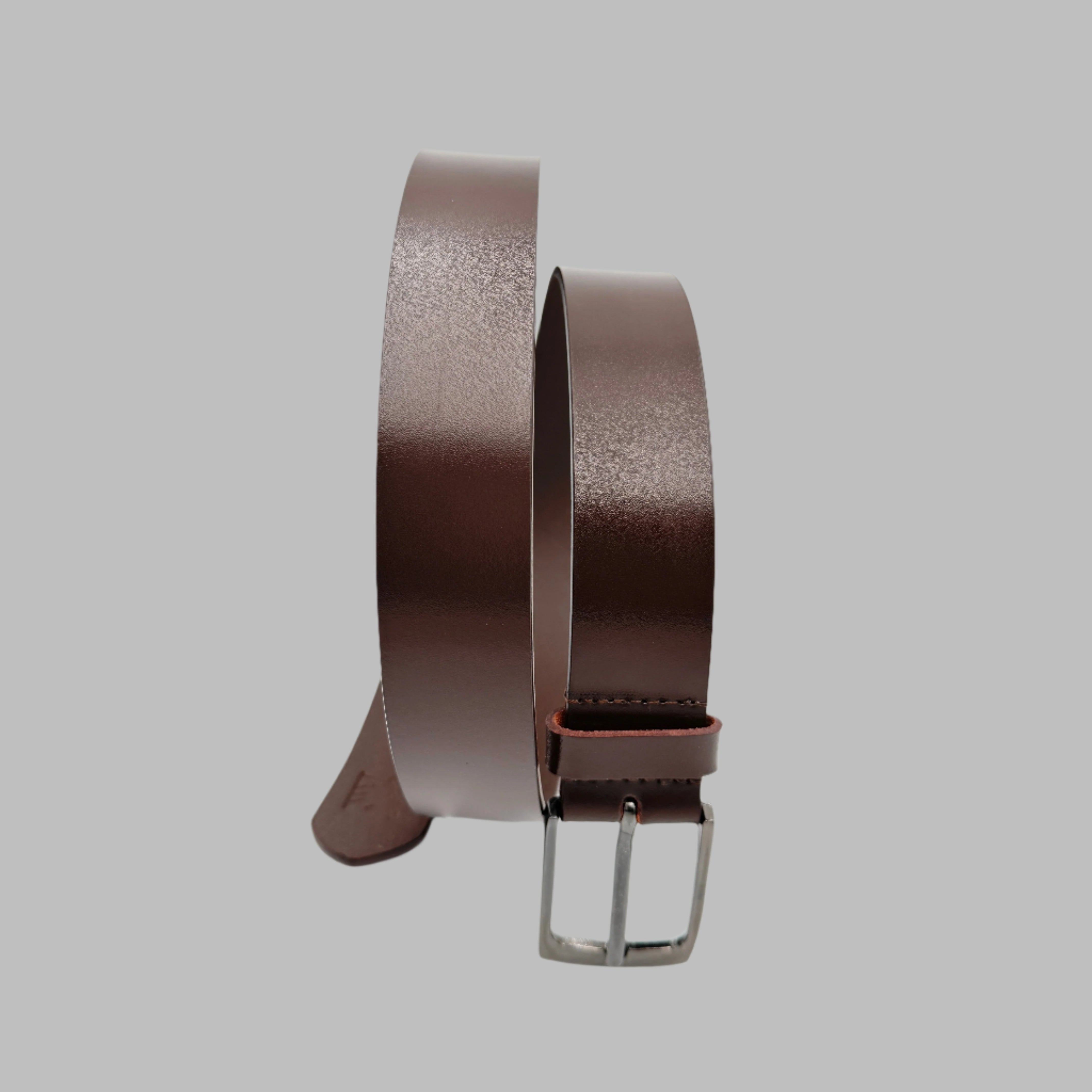 Glossy Brown Leather Belt 34mm