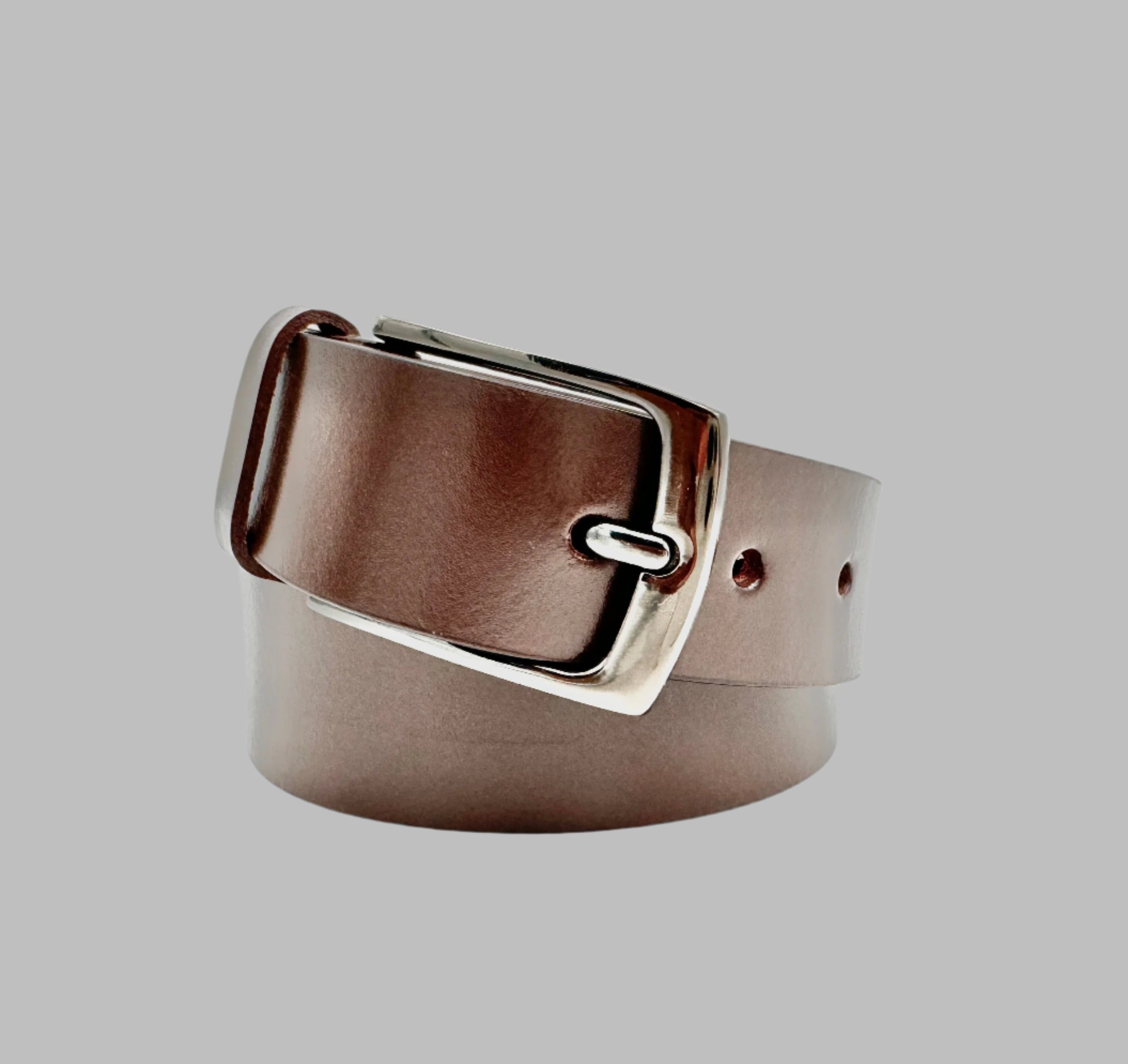 Glossy Brown Leather Belt 34mm