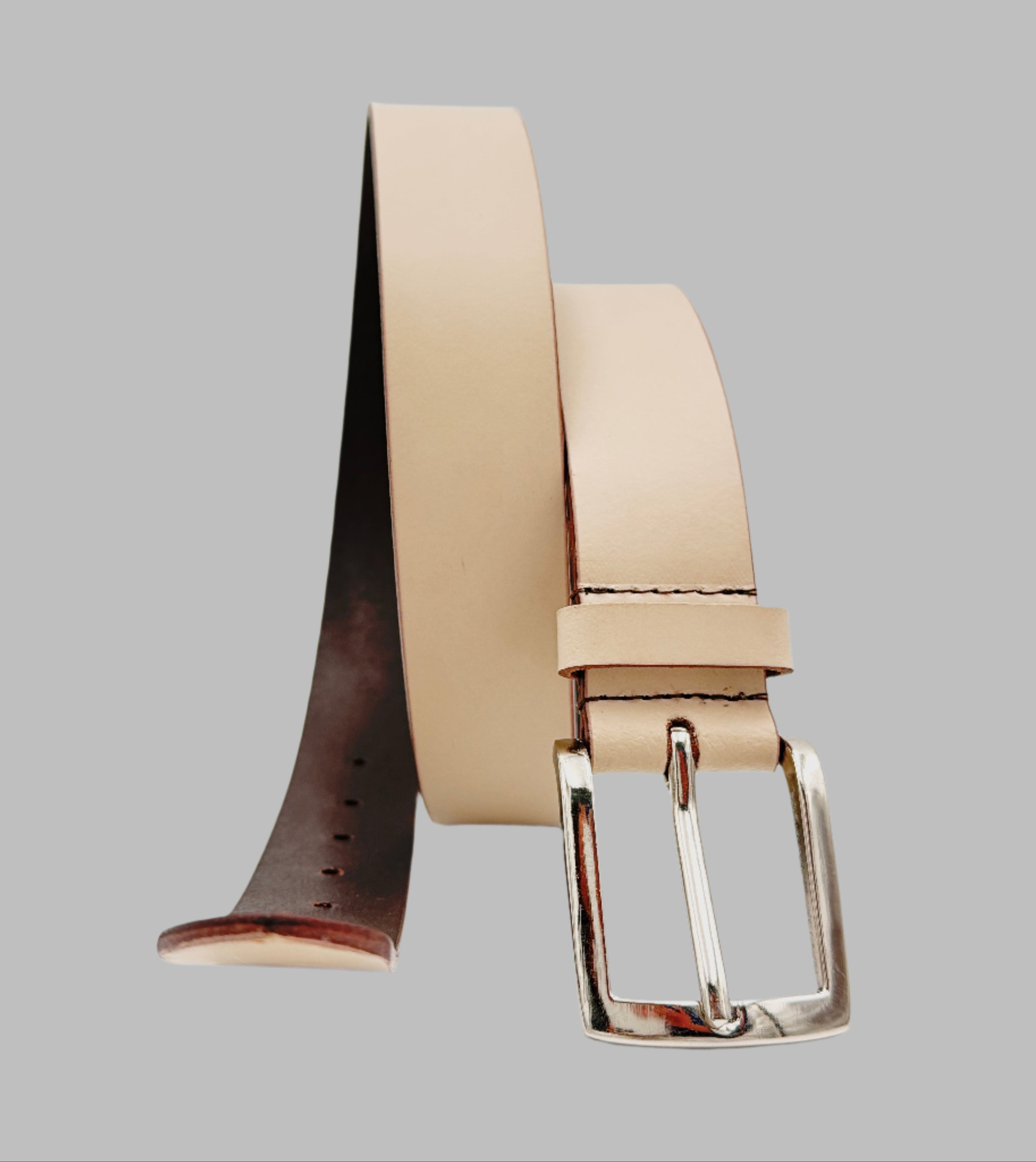 Cafe Cream Leather Belt 34mm