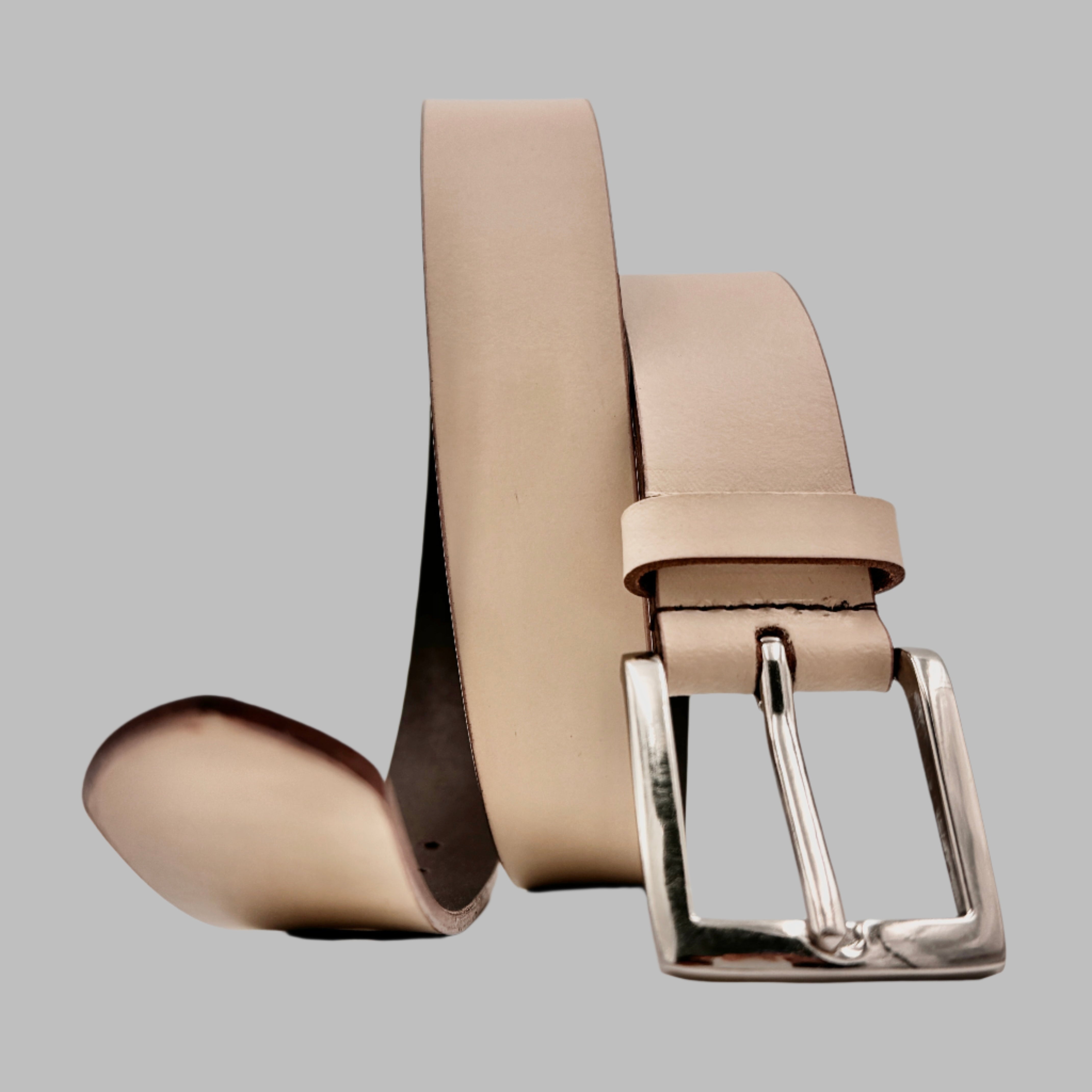 Cafe Cream Leather Belt 34mm