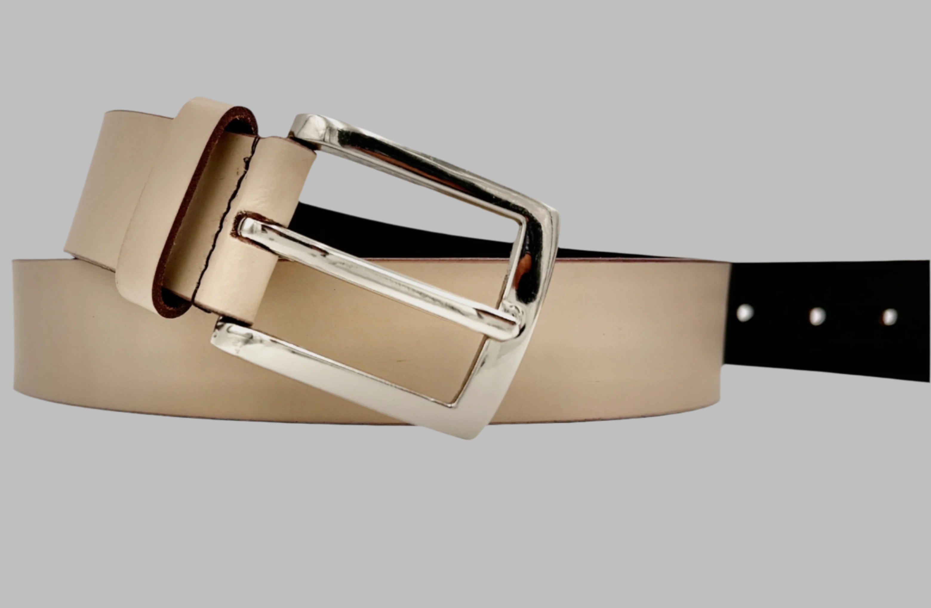 Cafe Cream Leather Belt 34mm