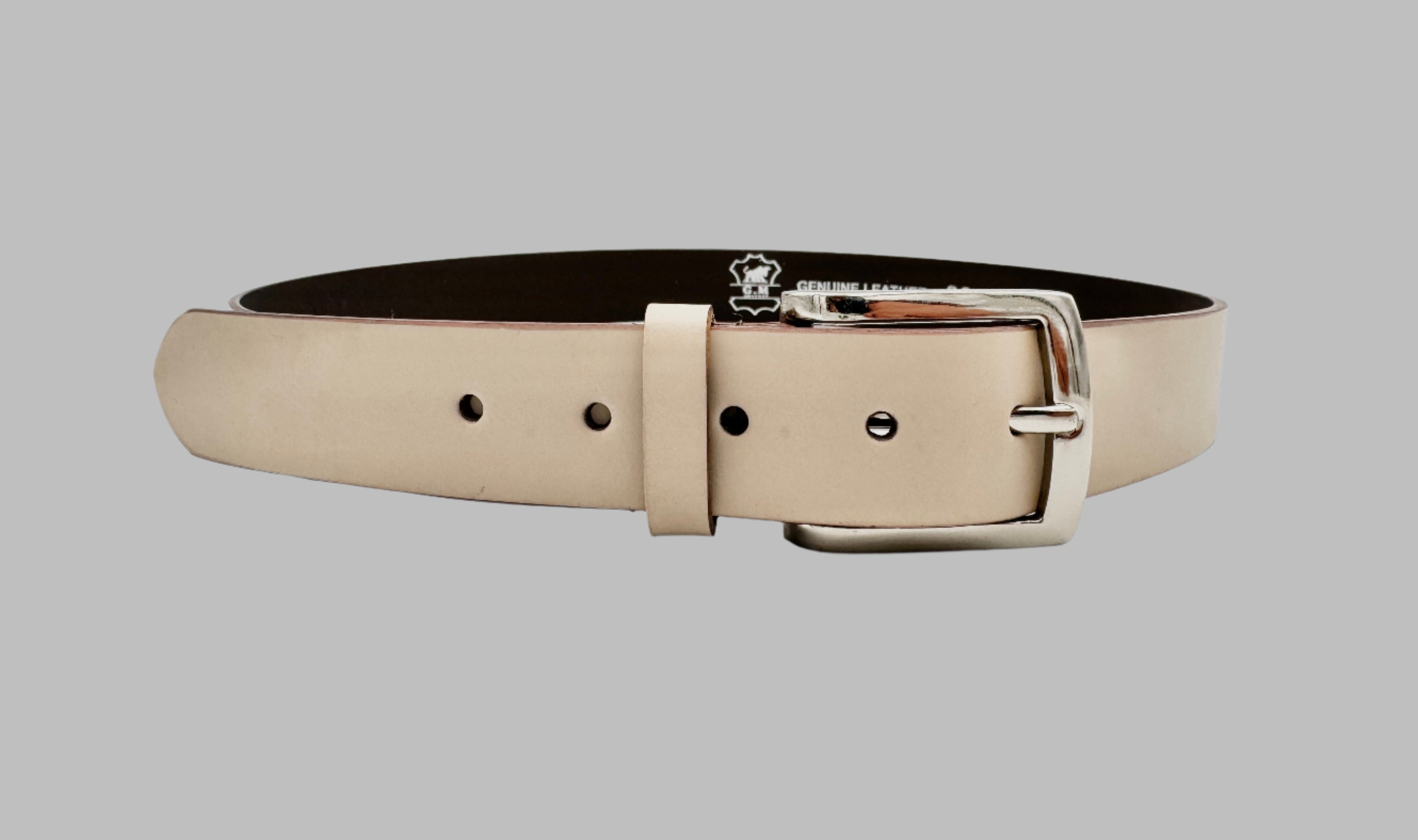 Cafe Cream Leather Belt 34mm