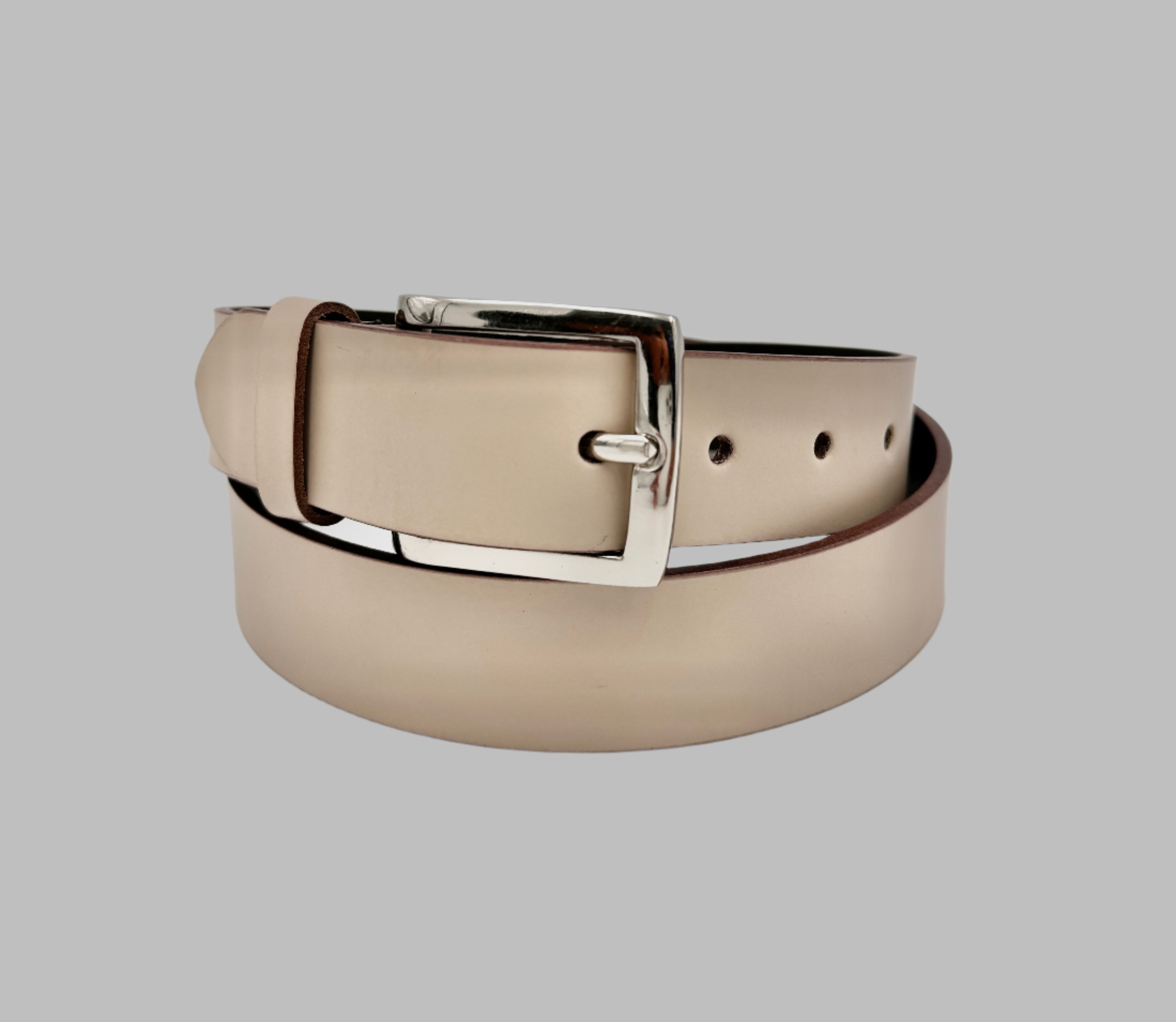 Cafe Cream Leather Belt 34mm