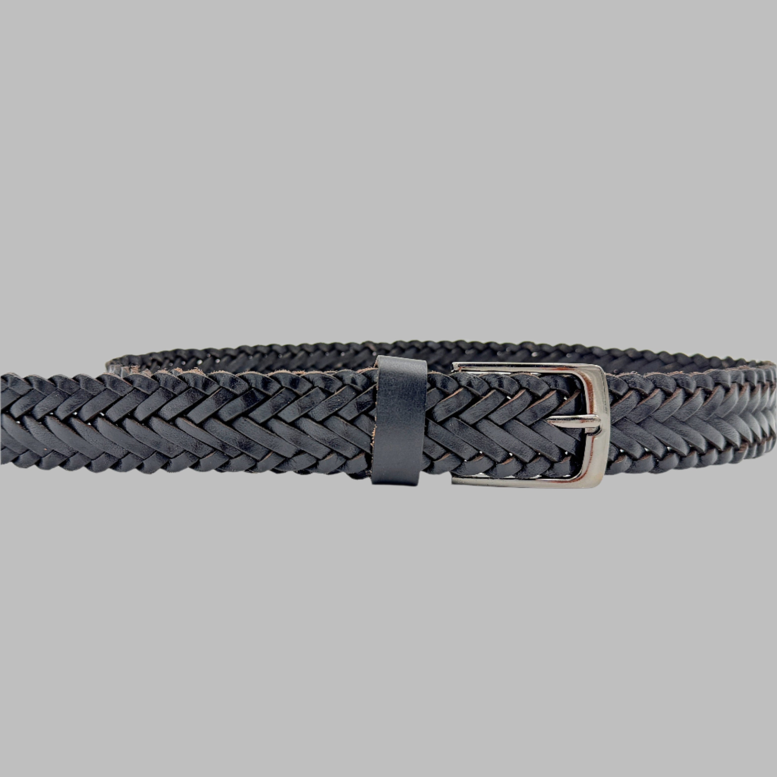 Woven Leather Belt Black and Brown 34mm