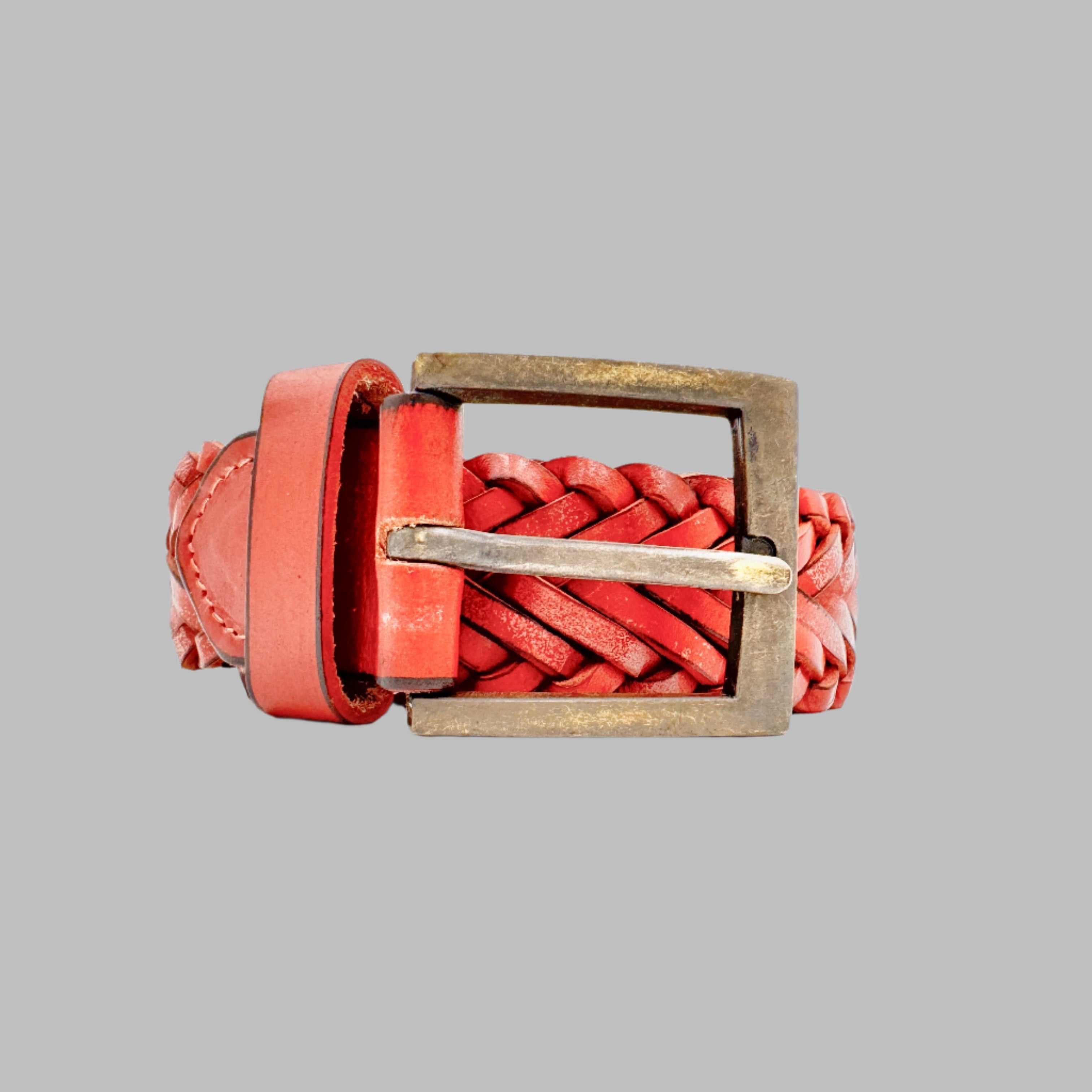 Woven Leather Belt Black and Brown 34mm