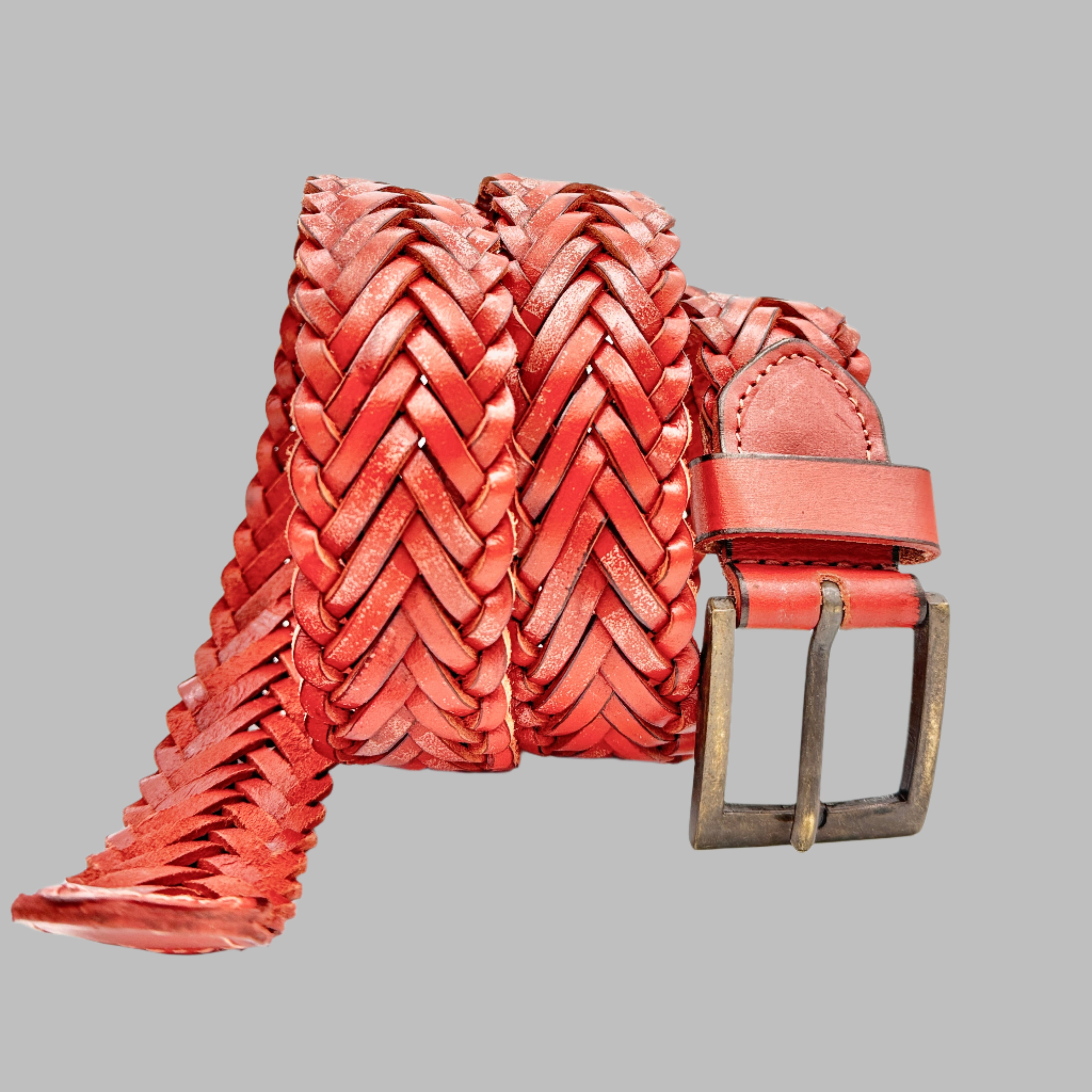 Woven Leather Belt Black and Brown 34mm