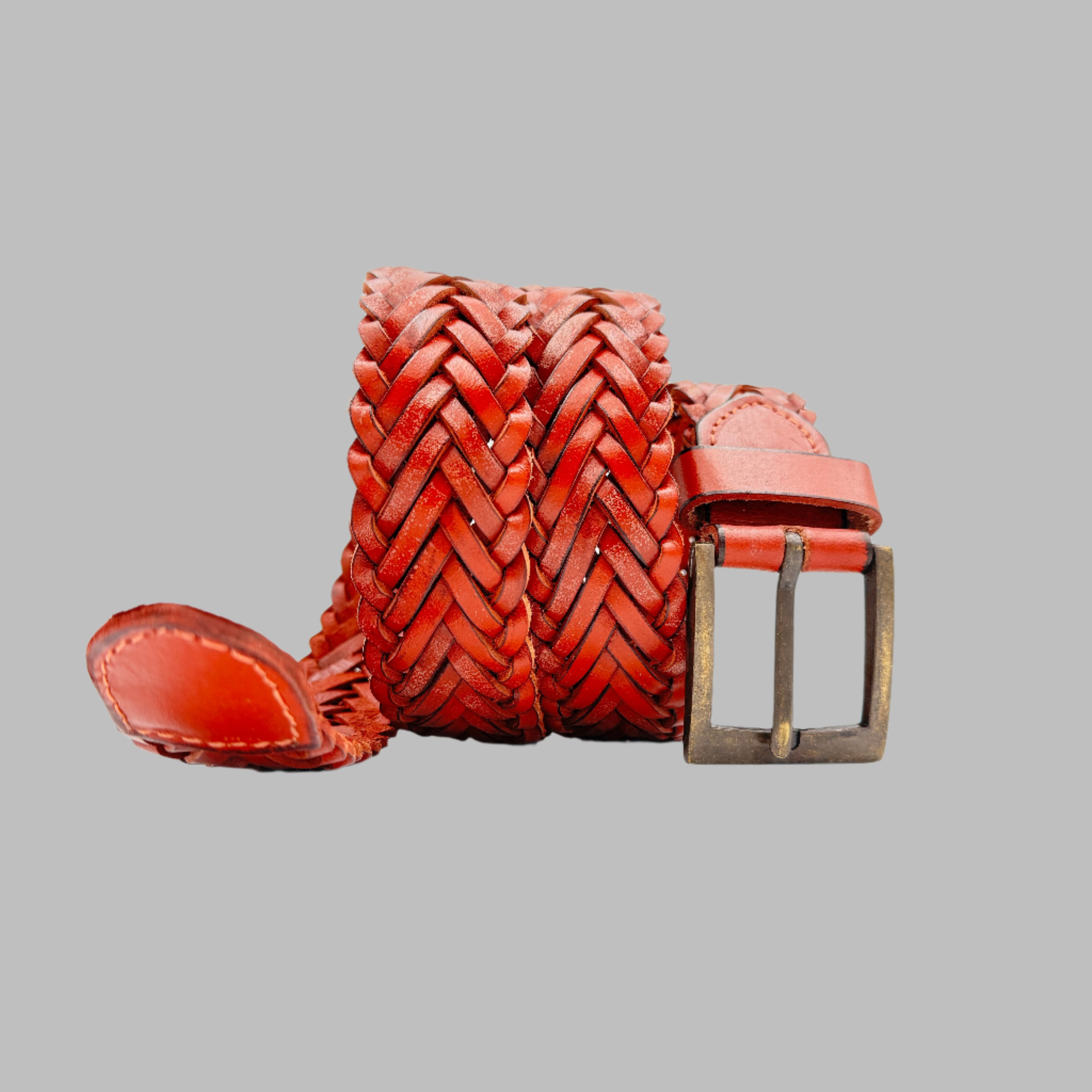 Woven Leather Belt Black and Brown 34mm